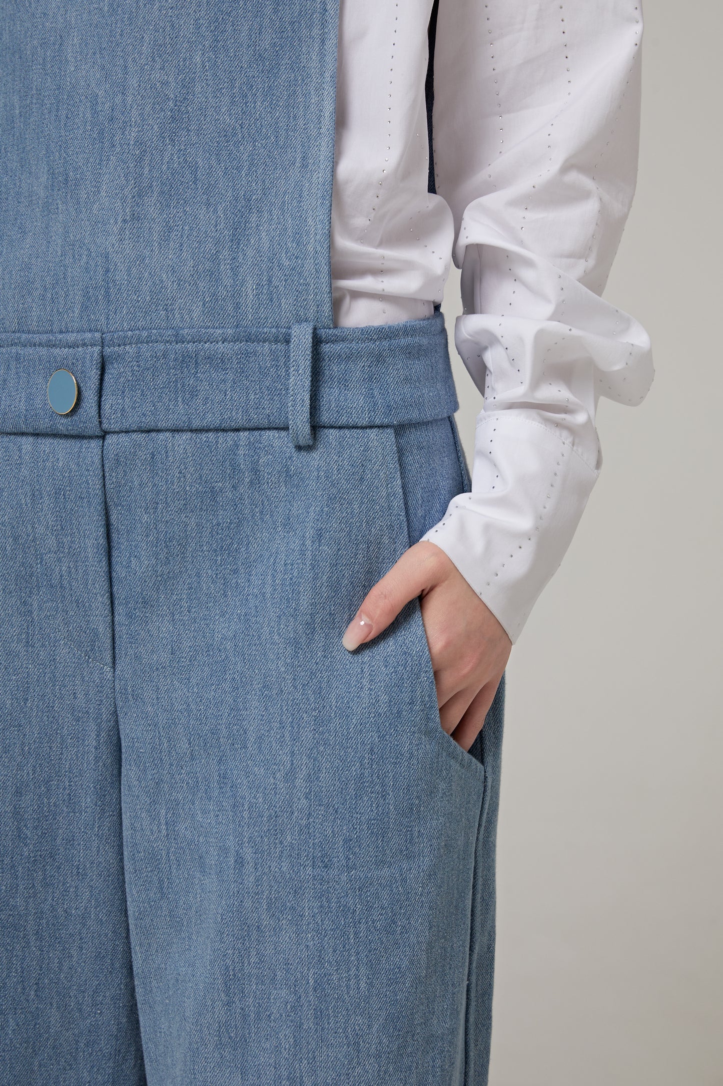 Low-waisted Denim Overalls