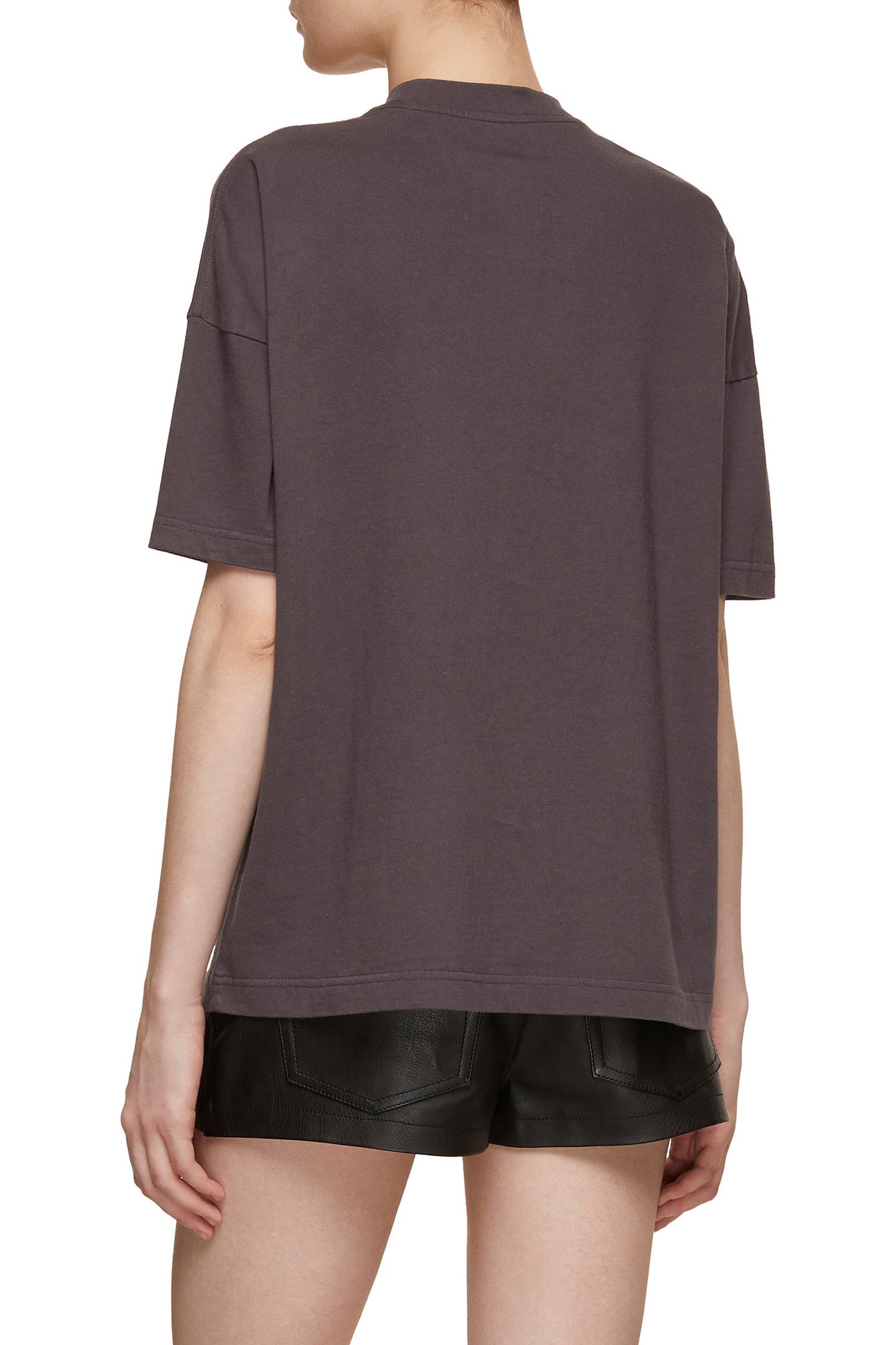 DARK GREY LOGO RHINESTONE SHORT-SLEEVED T-SHIRT