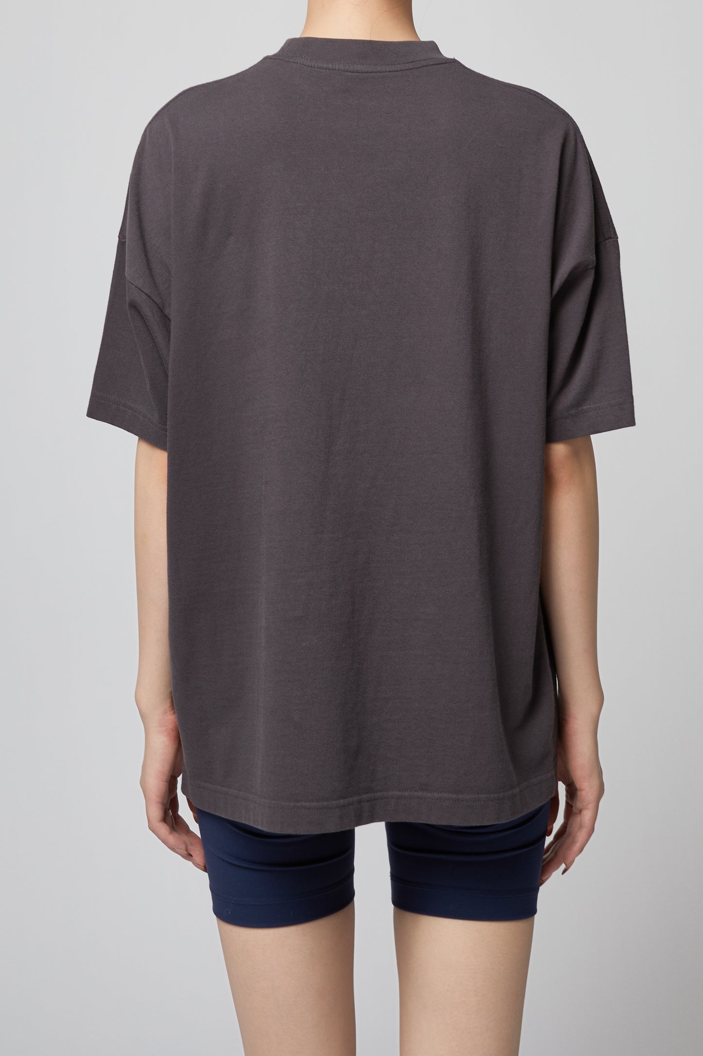 DARK GREY LOGO RHINESTONE SHORT-SLEEVED T-SHIRT