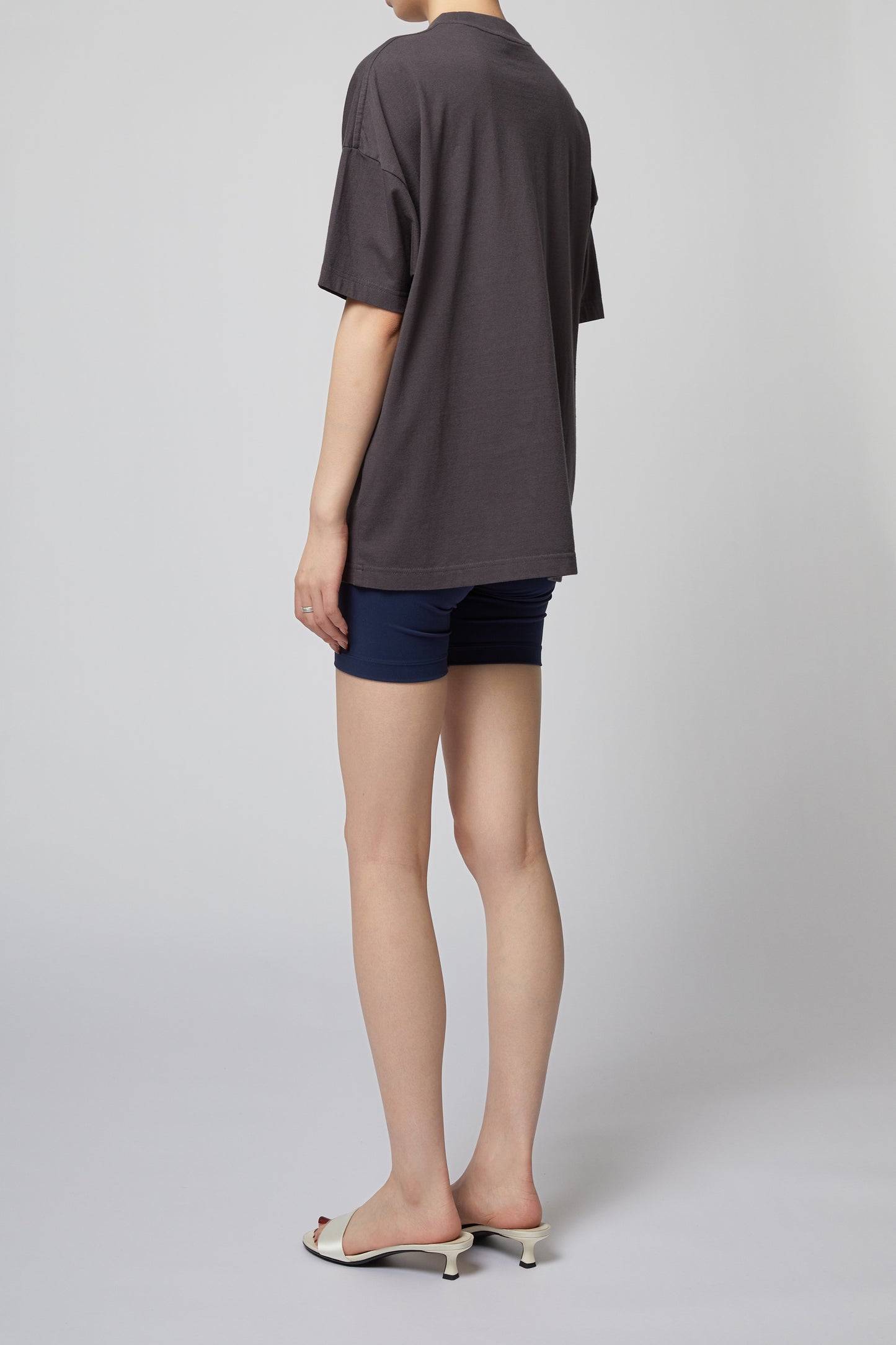 DARK GREY LOGO RHINESTONE SHORT-SLEEVED T-SHIRT