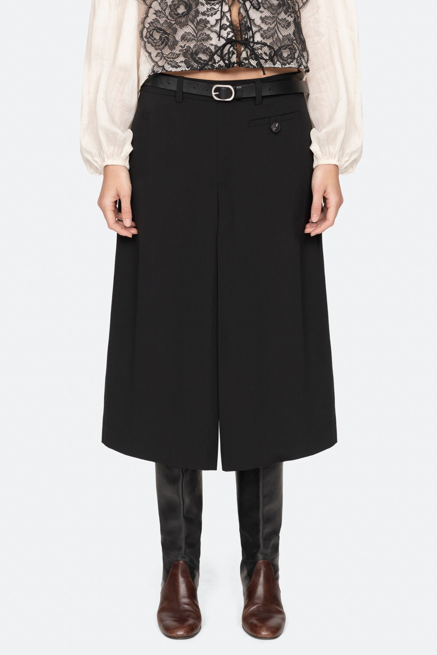 ADELINE WOOL SUITING BELTED CULOTTE (D1)
