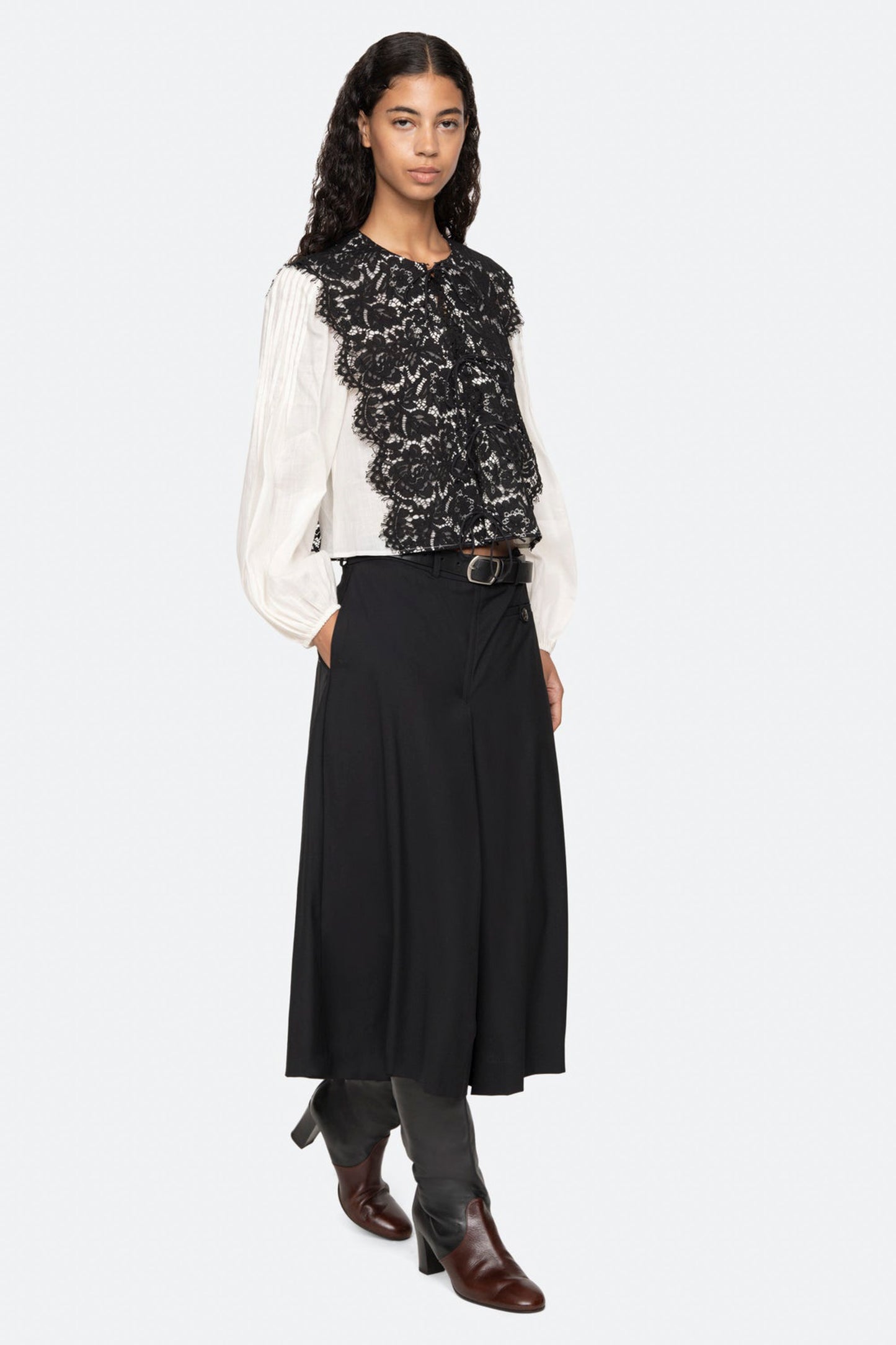 ADELINE WOOL SUITING BELTED CULOTTE (D1)