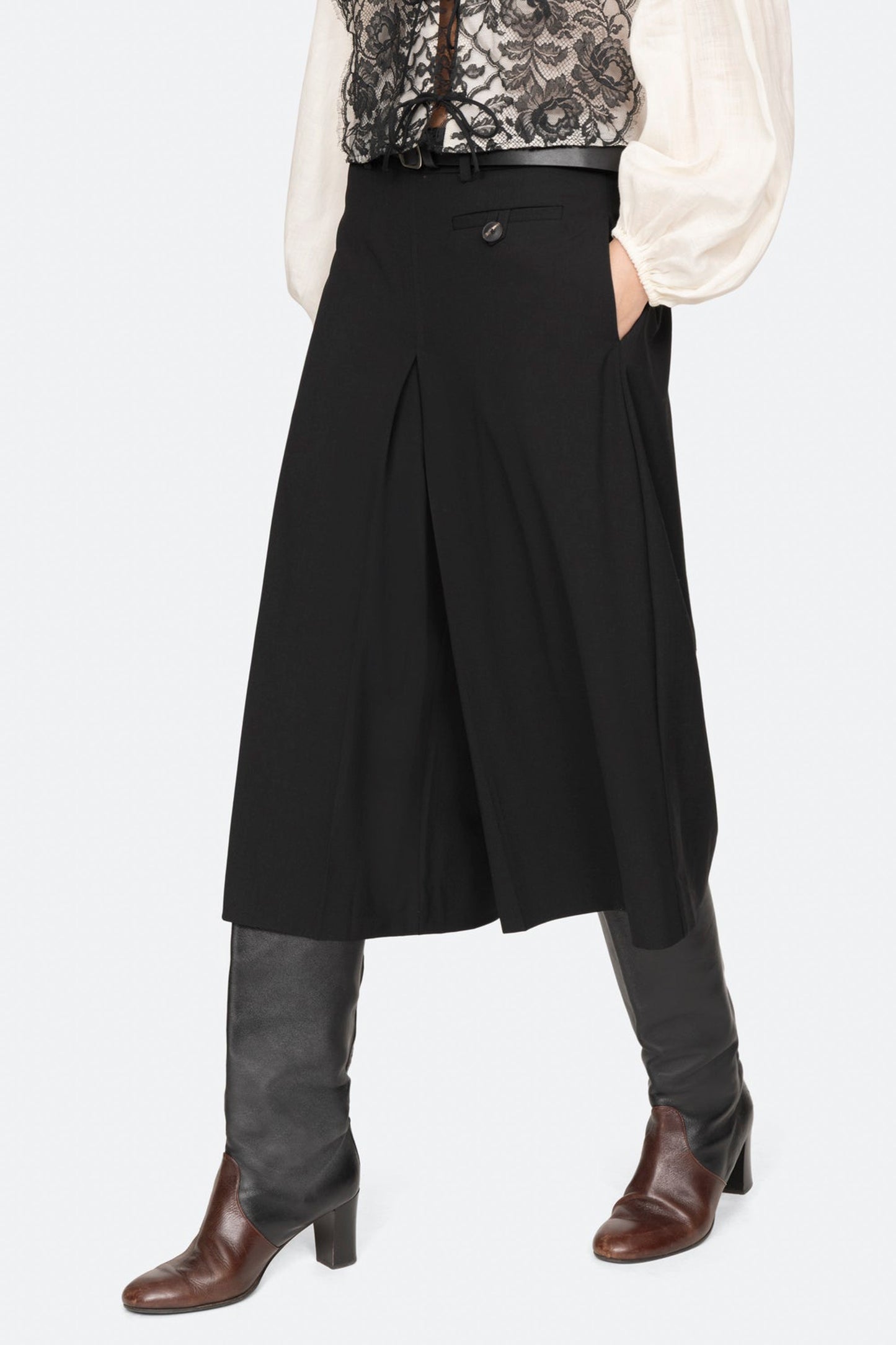 ADELINE WOOL SUITING BELTED CULOTTE (D1)