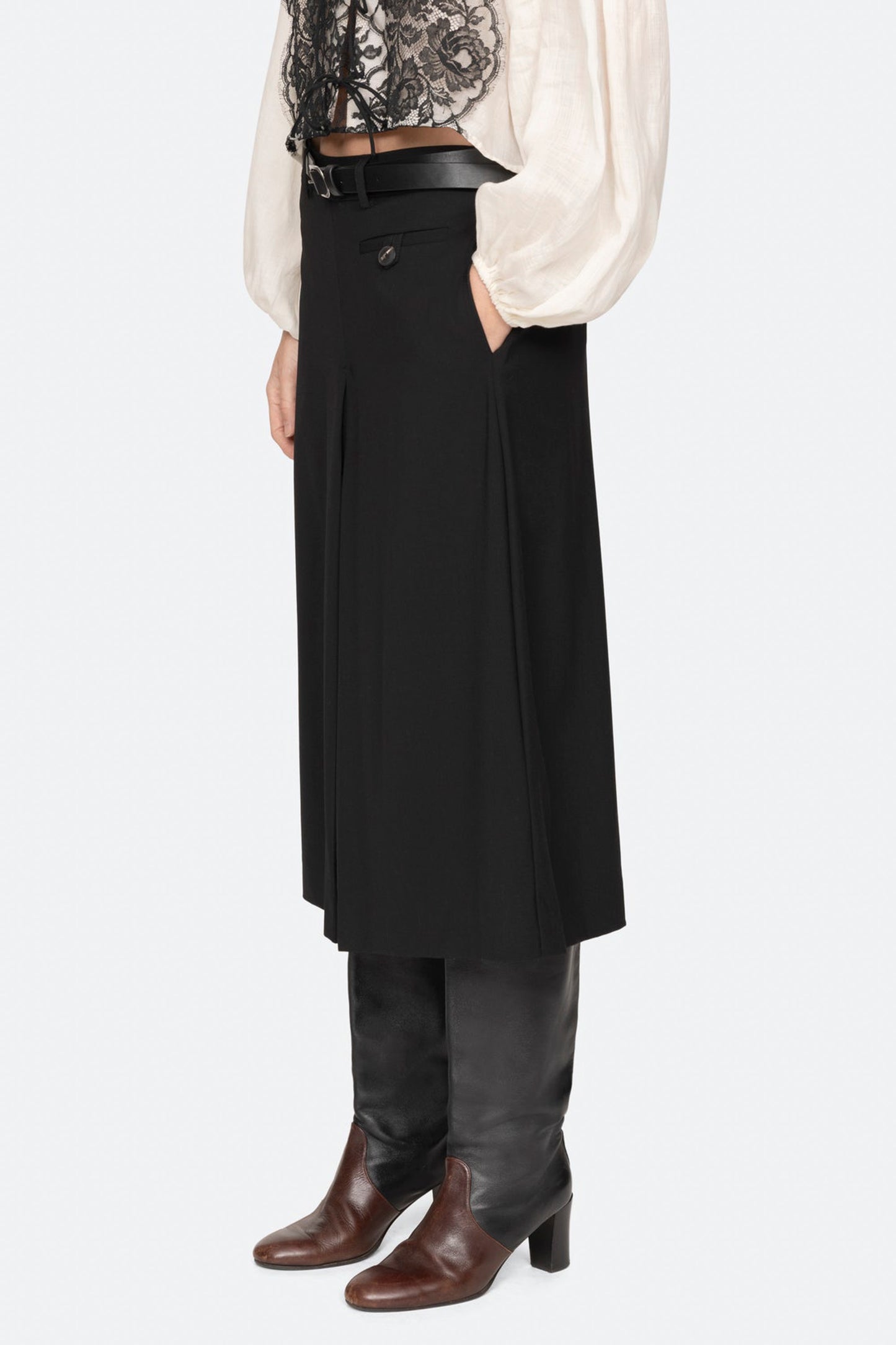ADELINE WOOL SUITING BELTED CULOTTE (D1)