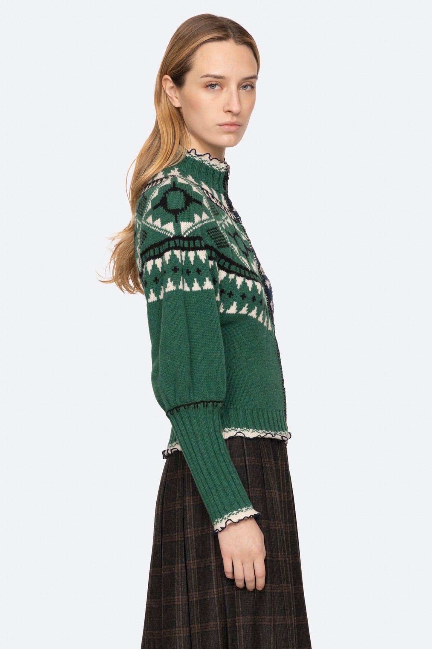 LINEA FAIR ISLE ZIP FRONT CARDIGAN (D2)