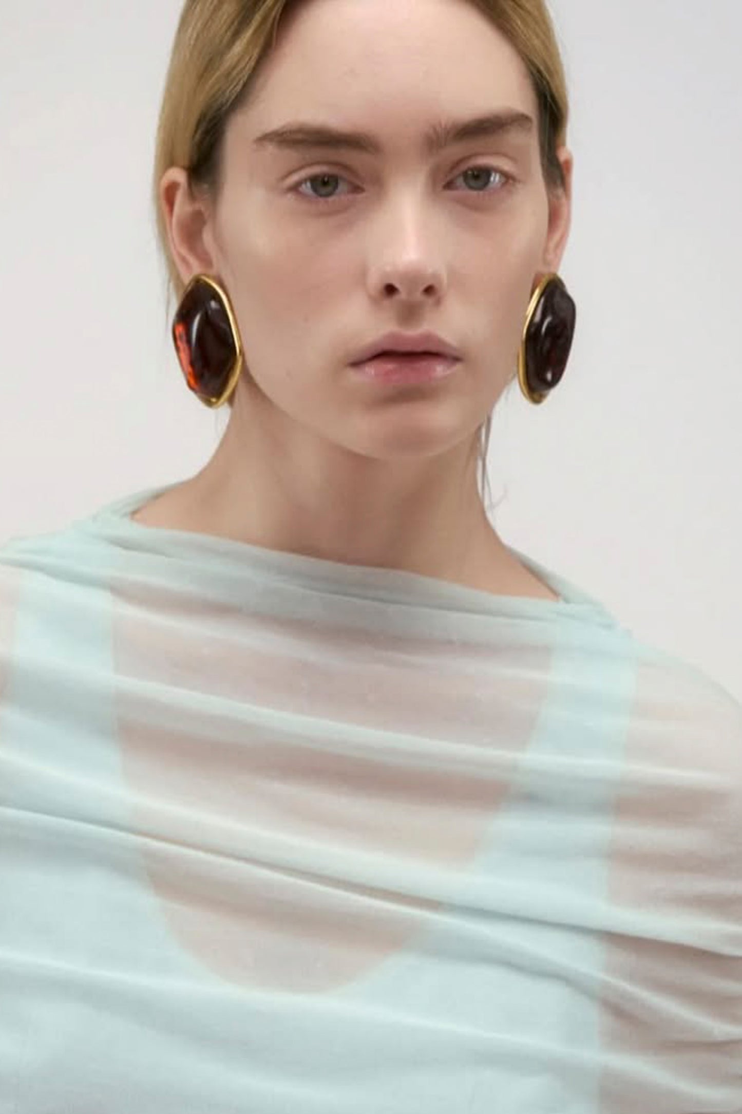 RESIN EARRINGS W/ METAL RIM
