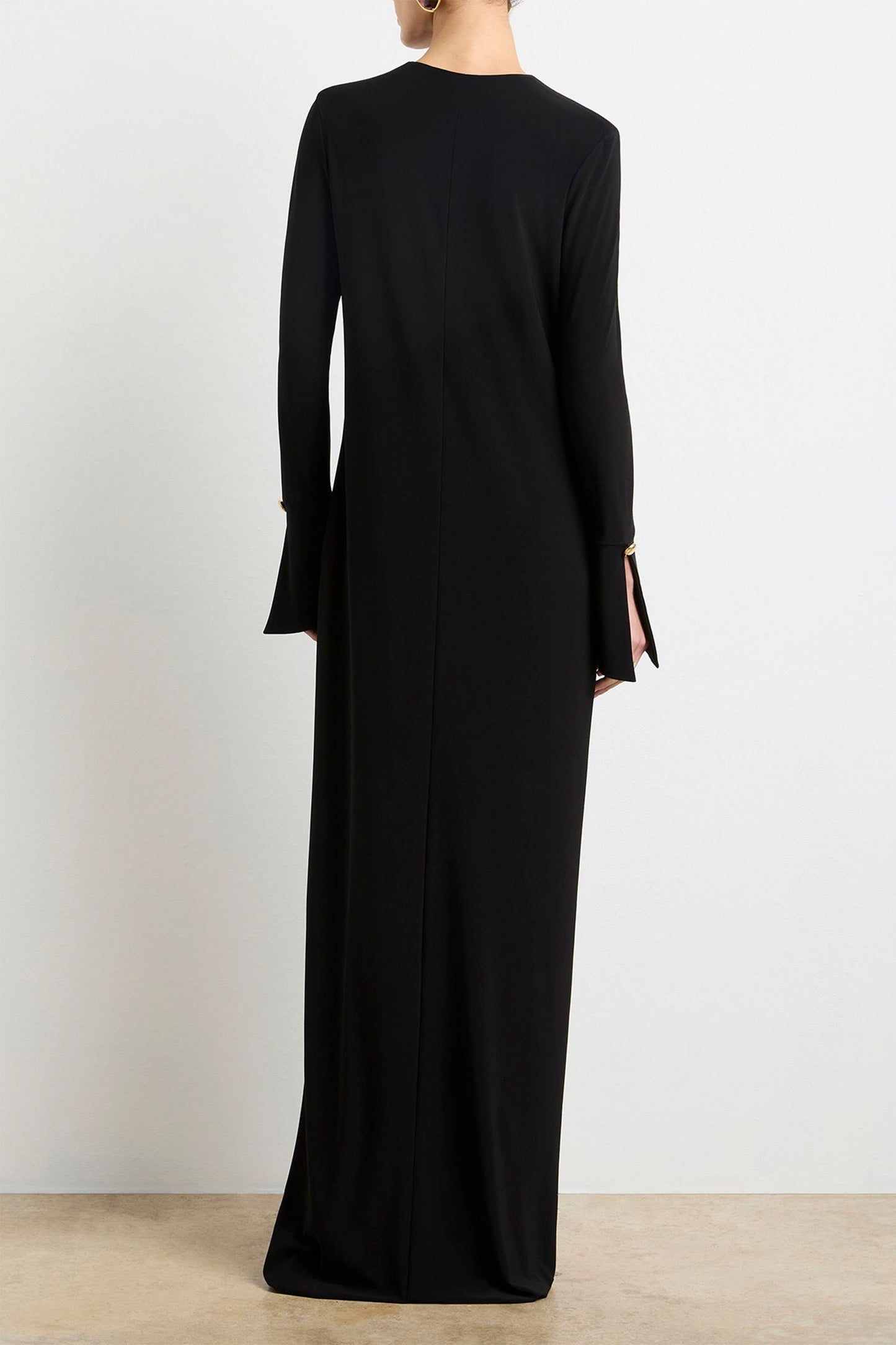 THE SYLVIE LONG SLEEVE PLUNGE NECKLINE MAXI