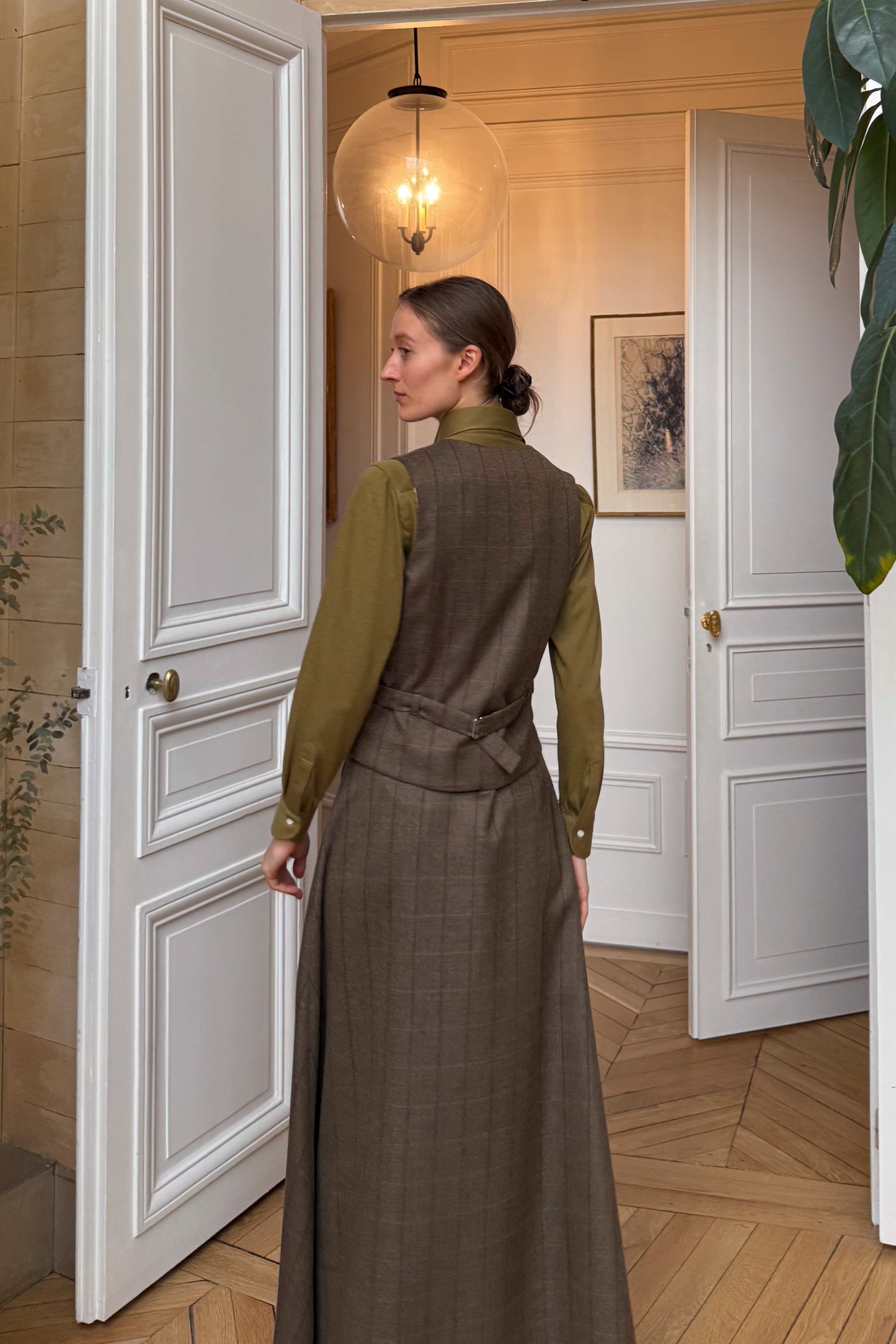 THE ANDREA VEST WOOL CHECK BROWN