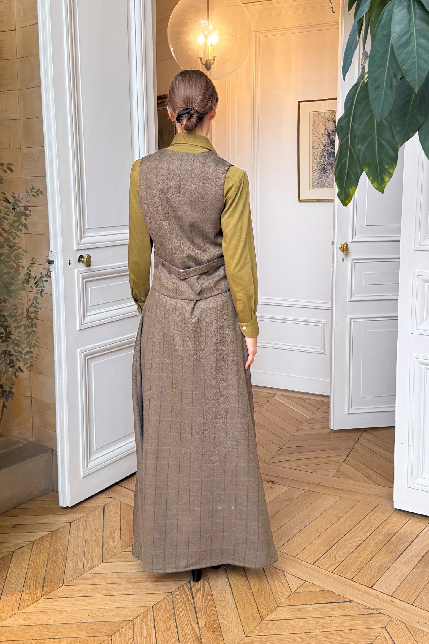 THE ANDREA VEST WOOL CHECK BROWN