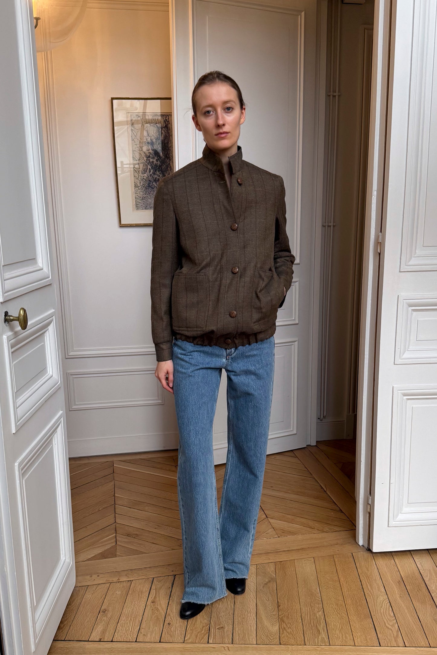 THE DIANA JACKET WOOL CHECK BROWN
