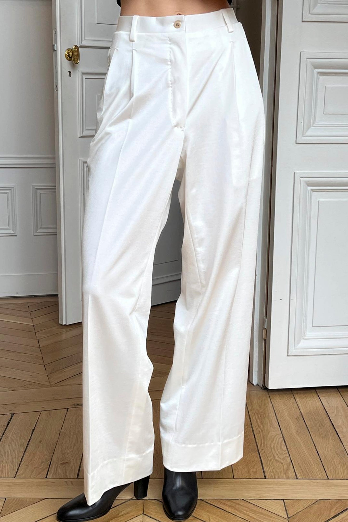 THE GIACINTA TROUSERS COTTON BLEND JERSEY BRIGHT WHITE