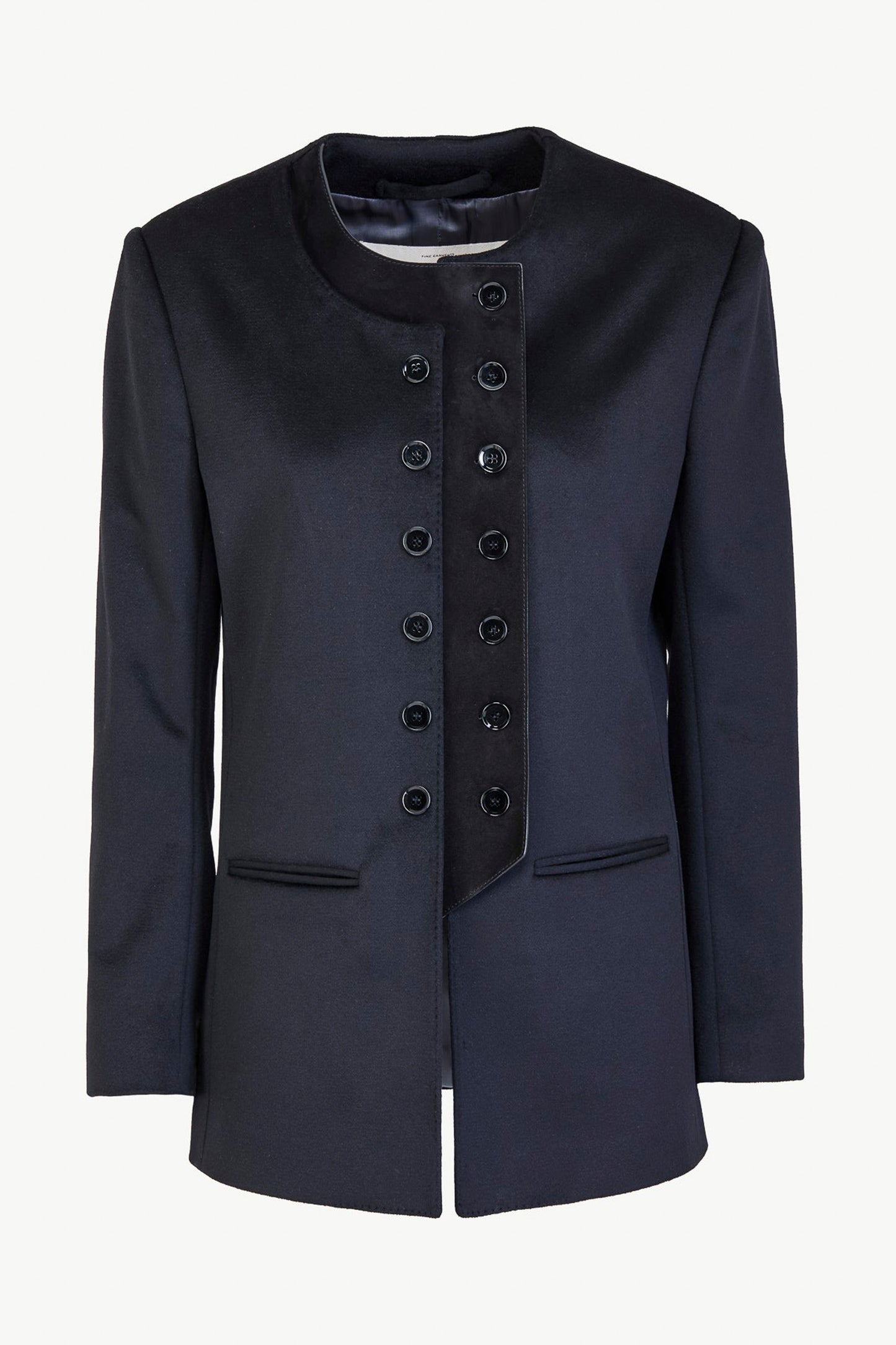 THE LARA BLAZER CASHMERE AND SUEDE BLACK