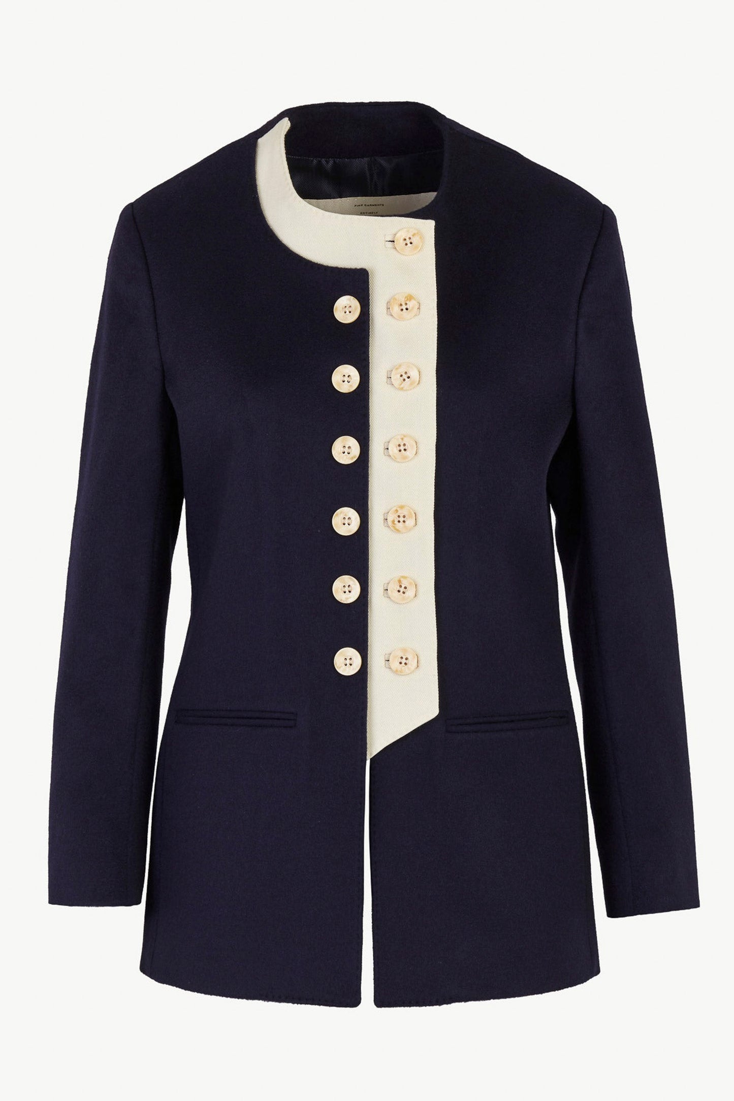 THE LARA BLAZER CASHMERE NAVY AND IVORY