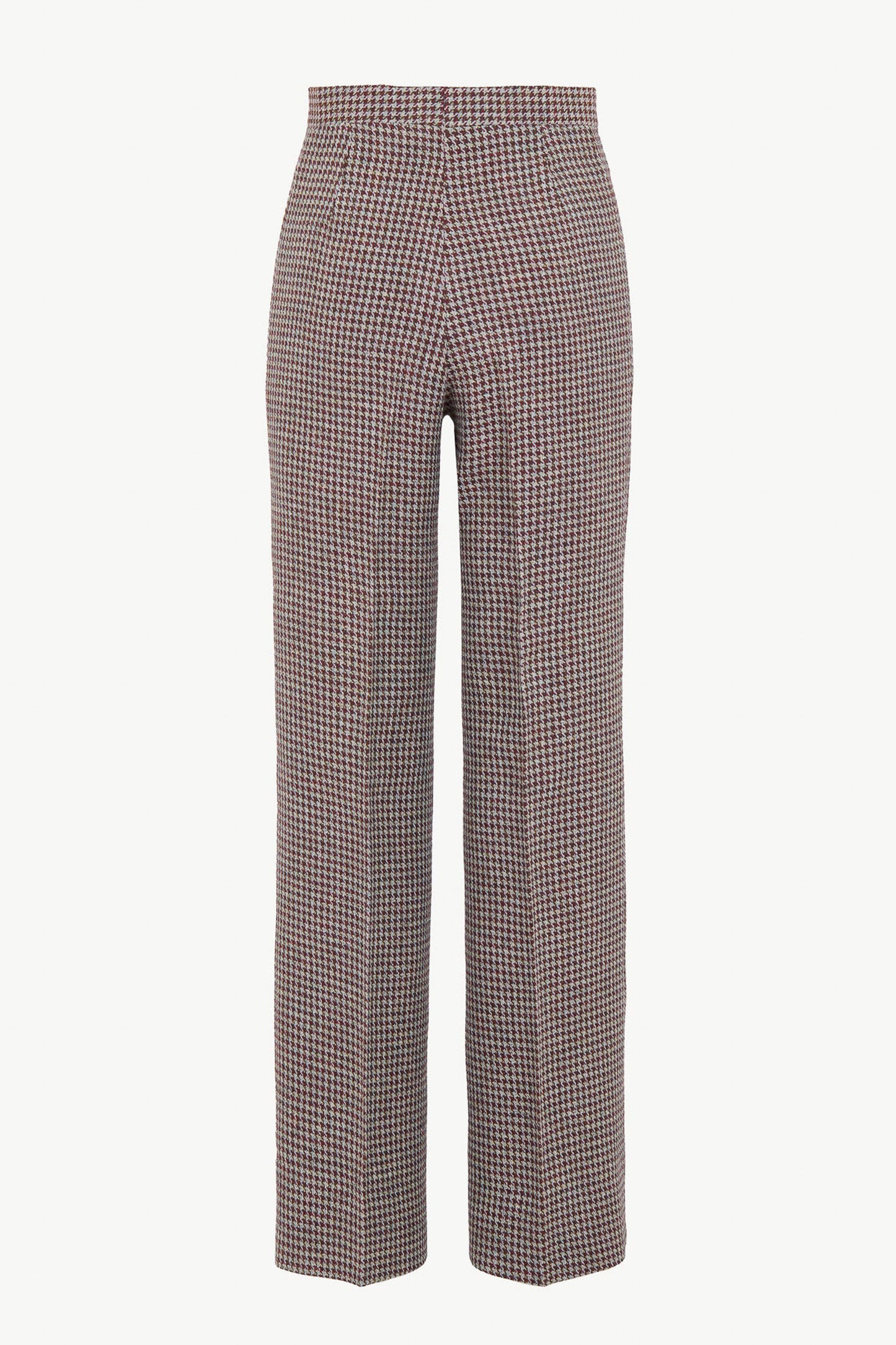 THE LAURA TROUSERS WOOL HOUNDSTOOTH HUNTER GREEN AND BERRY RED