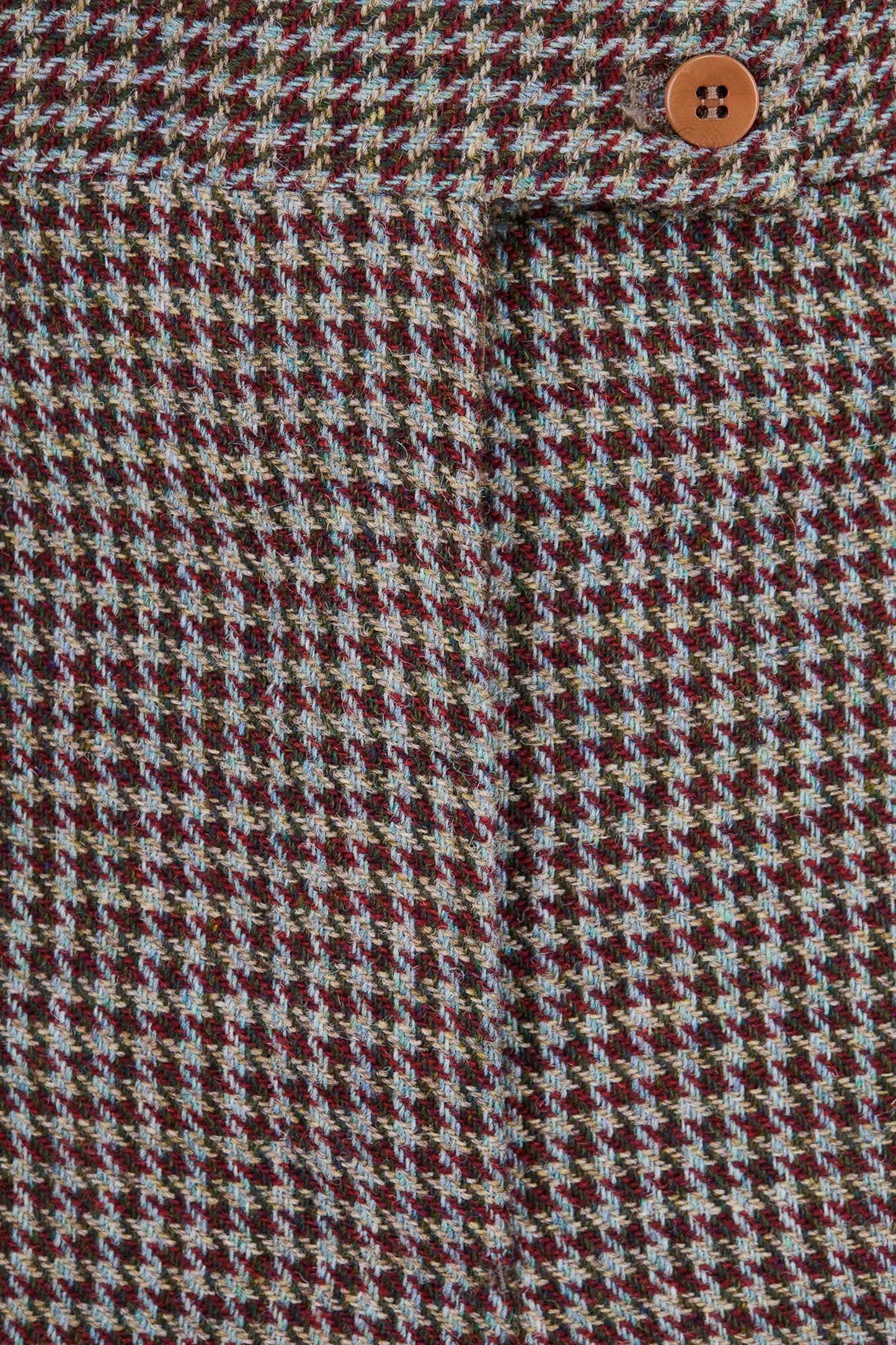 THE LAURA TROUSERS WOOL HOUNDSTOOTH HUNTER GREEN AND BERRY RED