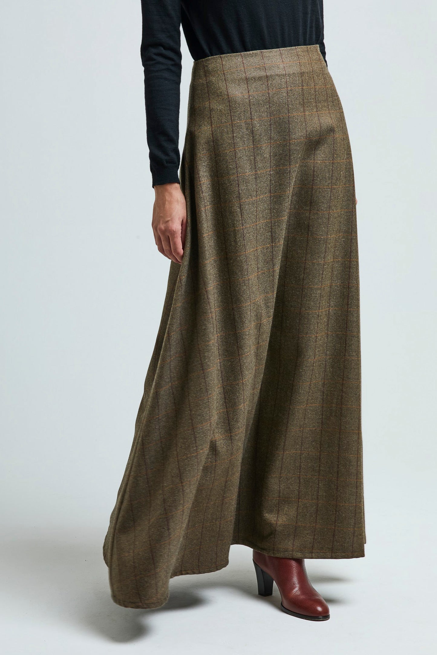 THE LENA SKIRT WOOL CHECK BROWN