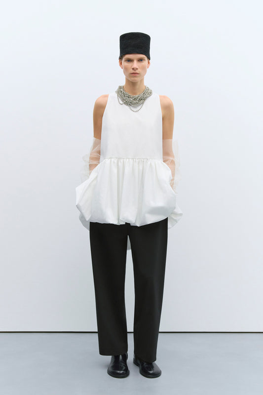 BALLOON MINI DRESS WHITE