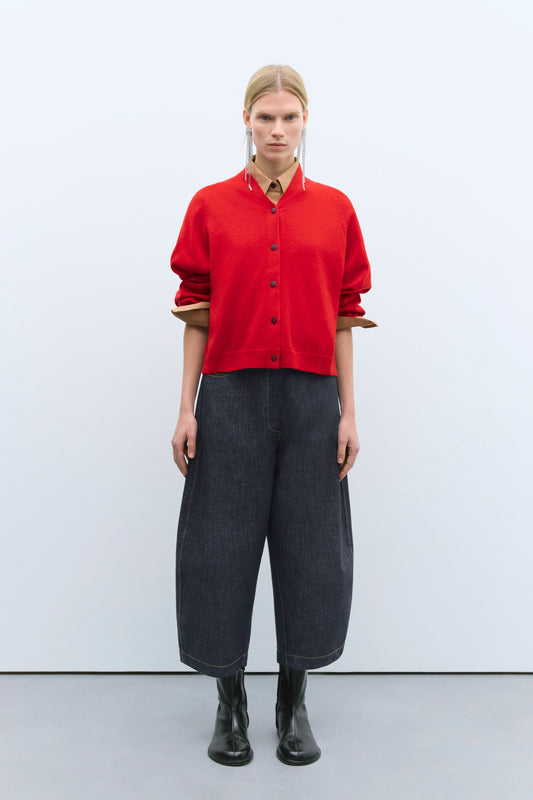 MERINO WOOL CARDIGAN RED