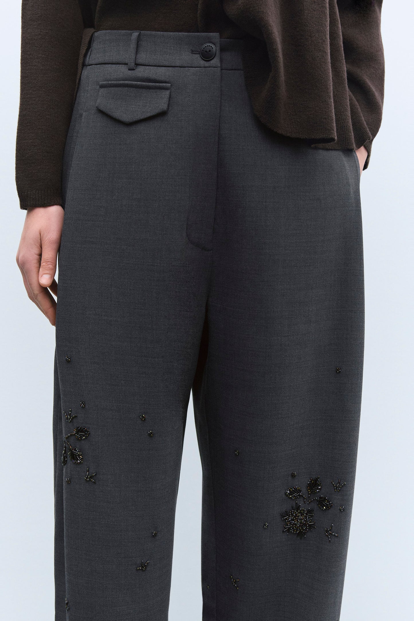 EMBELLISHED TAILORING PANTS GREY