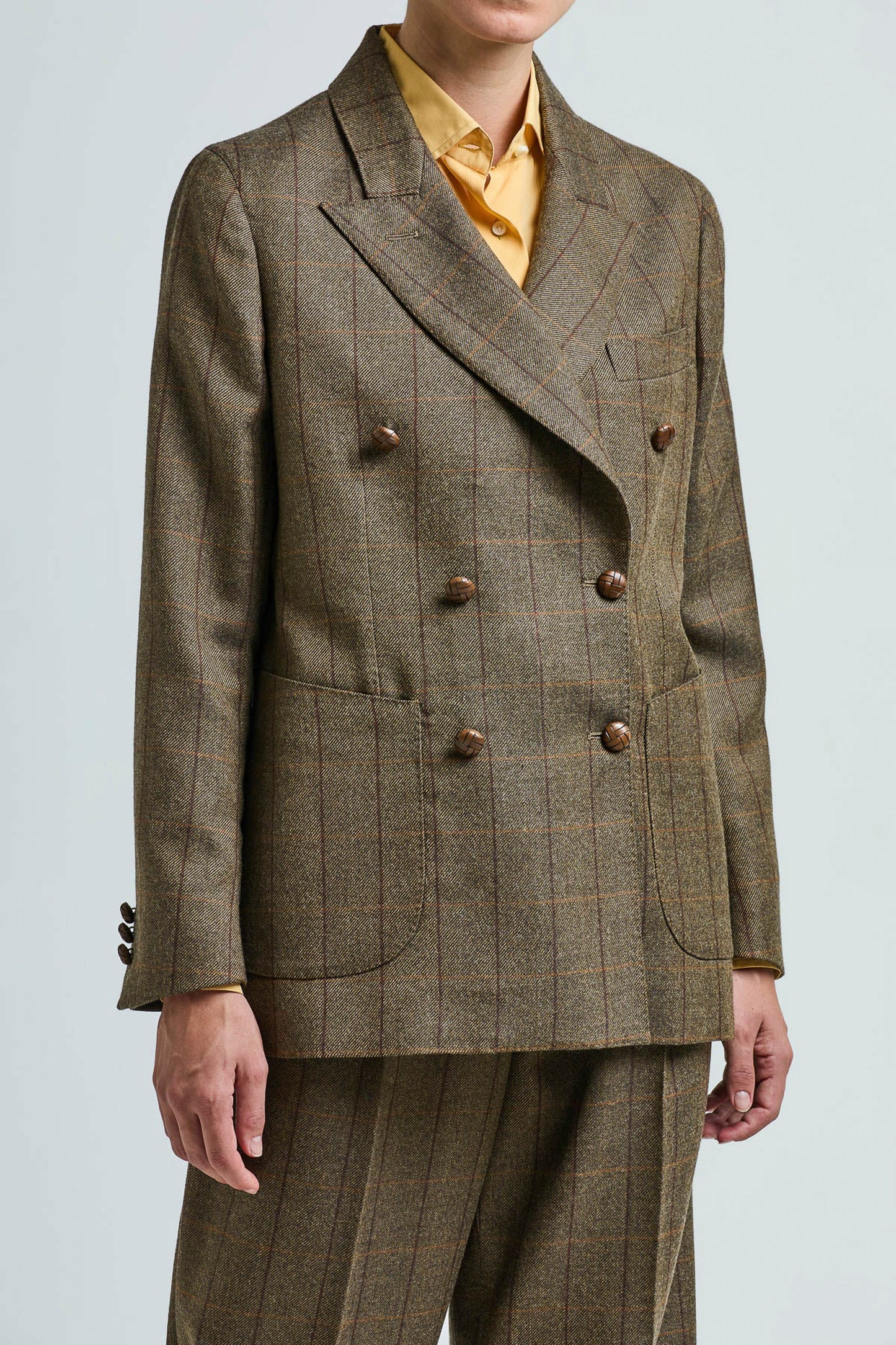 THE CETTINA BLAZER WOOL CHECK BROWN