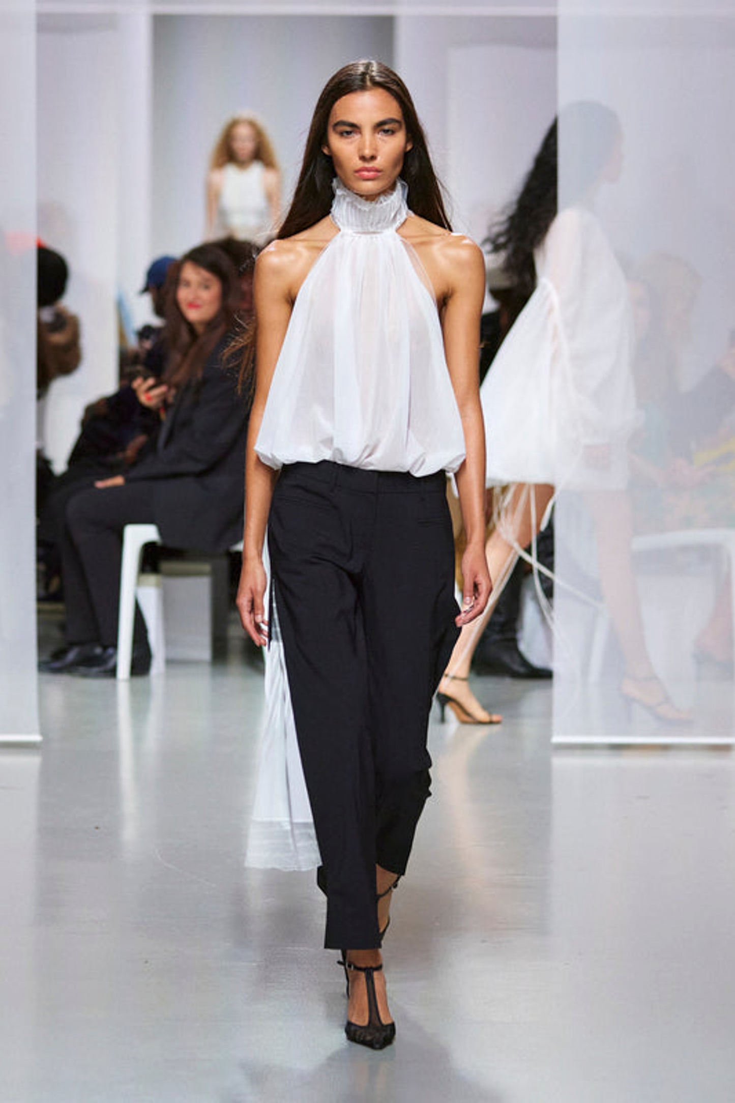 VANISHED PINTUCKED HALTER TOP