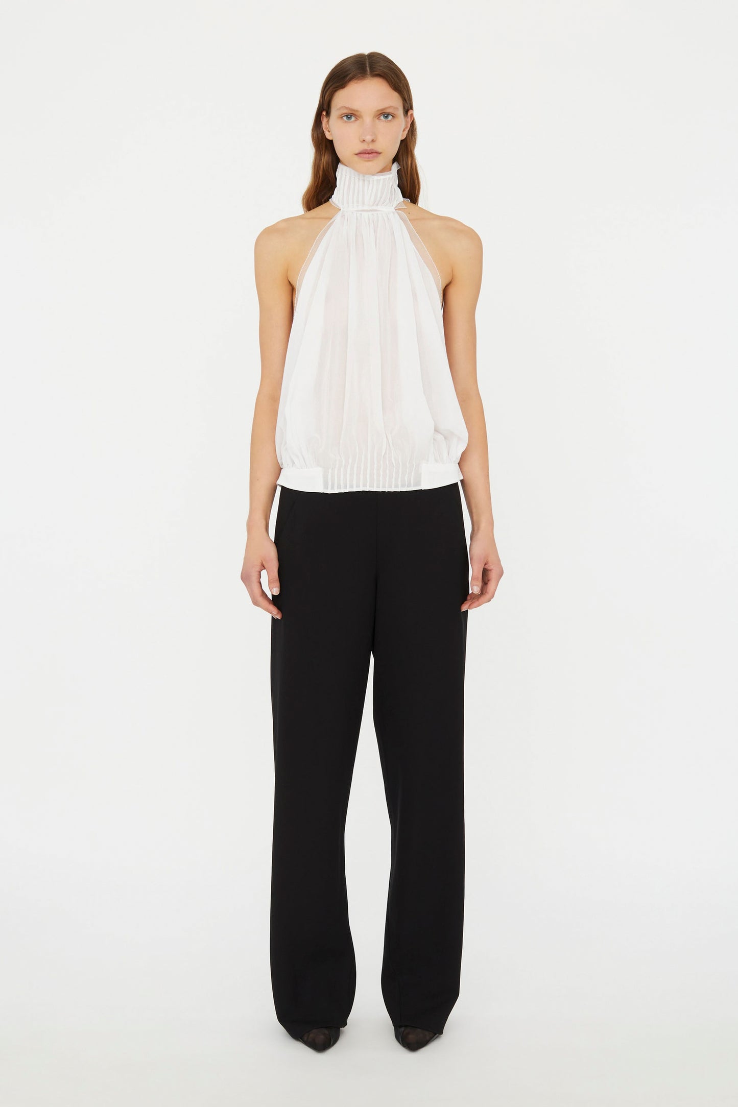 VANISHED PINTUCKED HALTER TOP