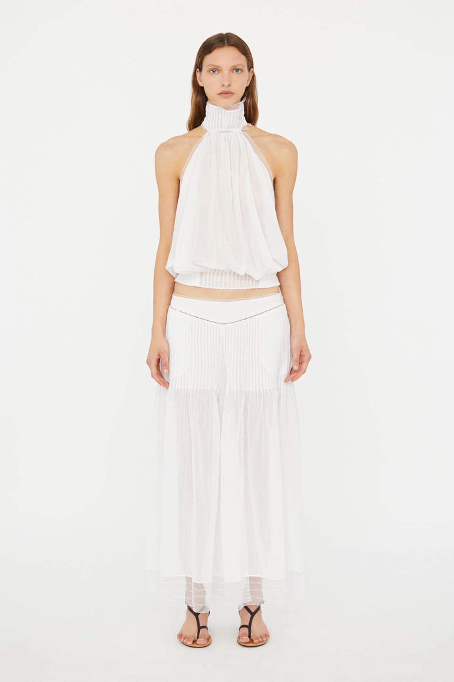 VANISHED PINTUCKED HALTER TOP