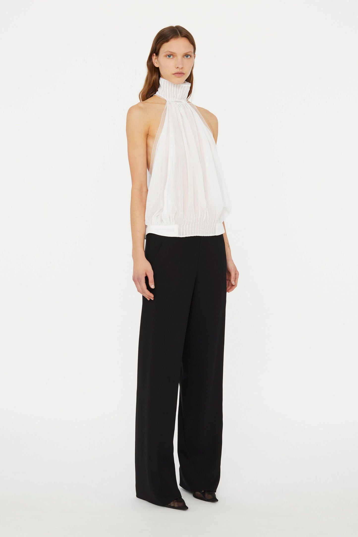 VANISHED PINTUCKED HALTER TOP