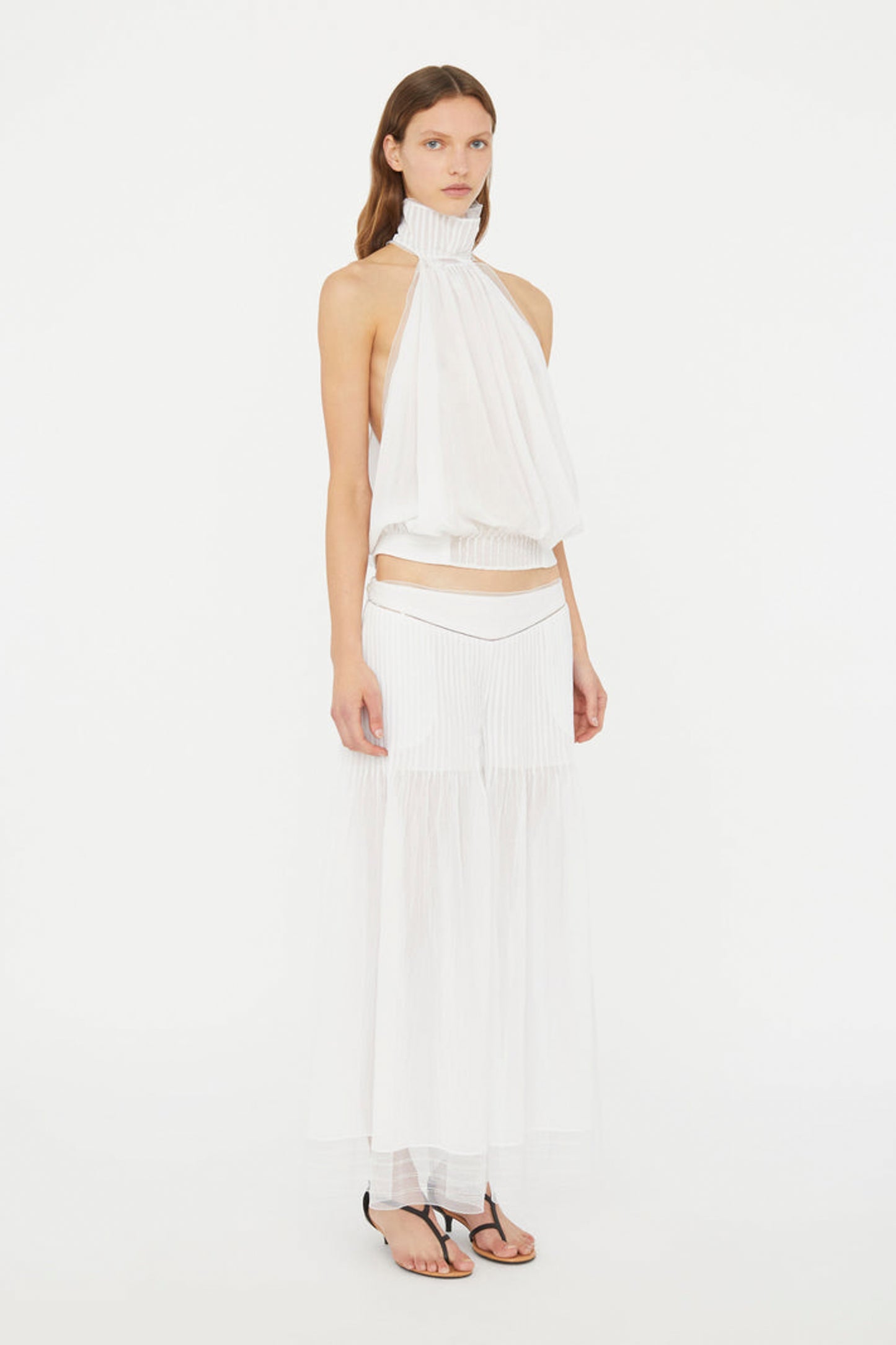 VANISHED PINTUCKED HALTER TOP