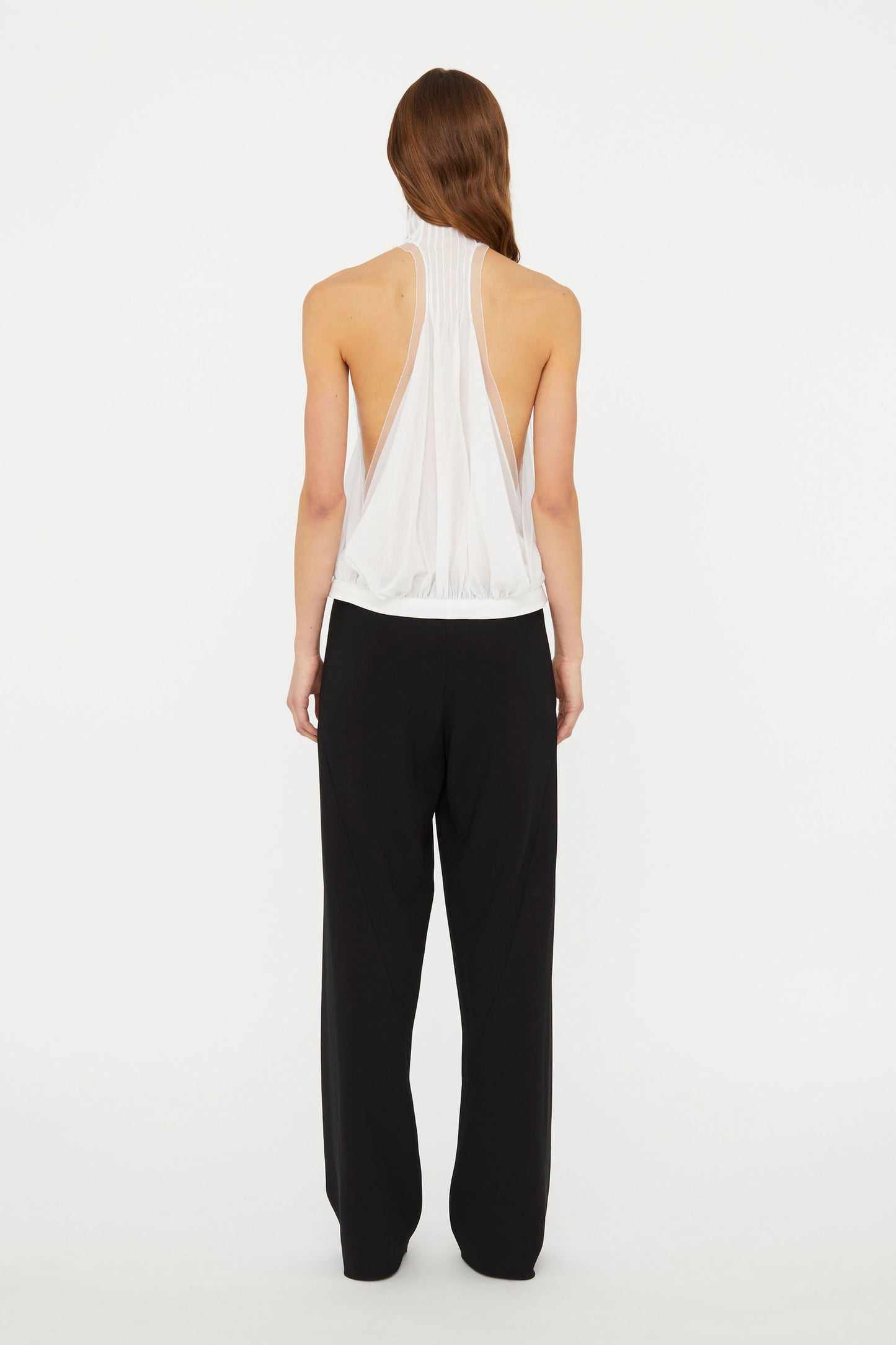 VANISHED PINTUCKED HALTER TOP