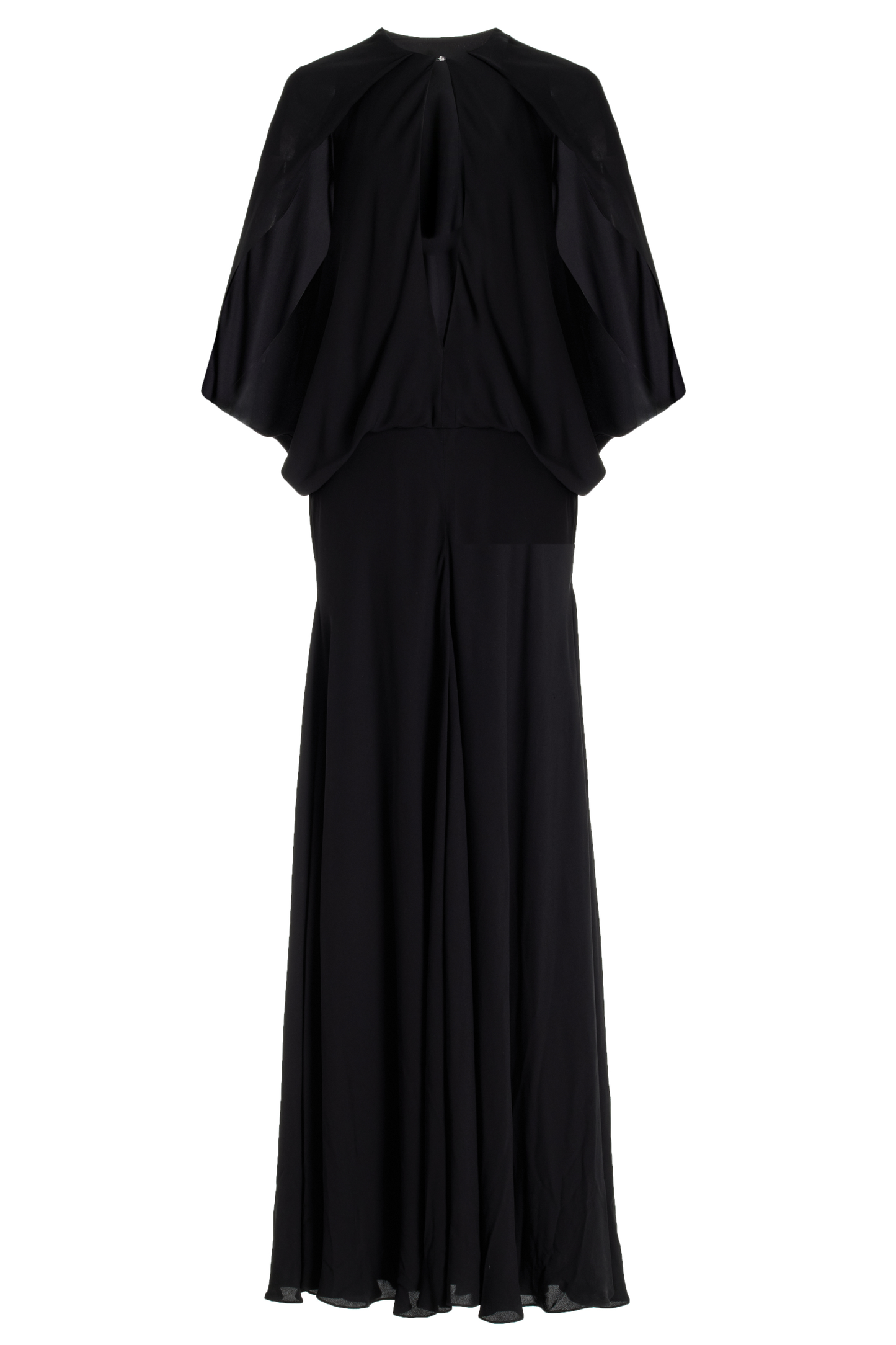 THE JILLIAN DEEP V CAPE DRESS W/ ELASTIC WAISTBAND