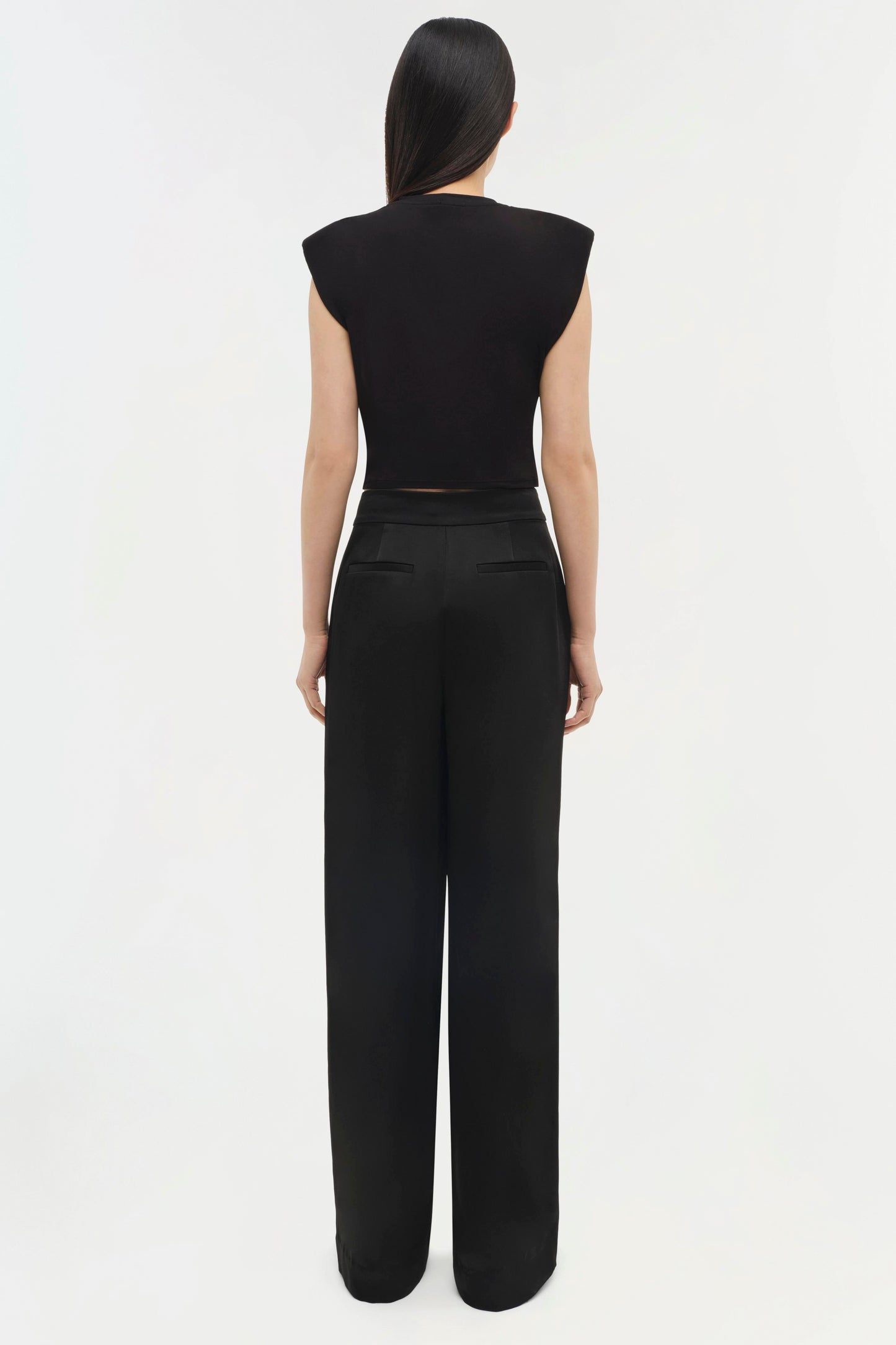 ESTELLE CLEAN STRETCH JERSEY WRAP FRONT CROP T SHIRT