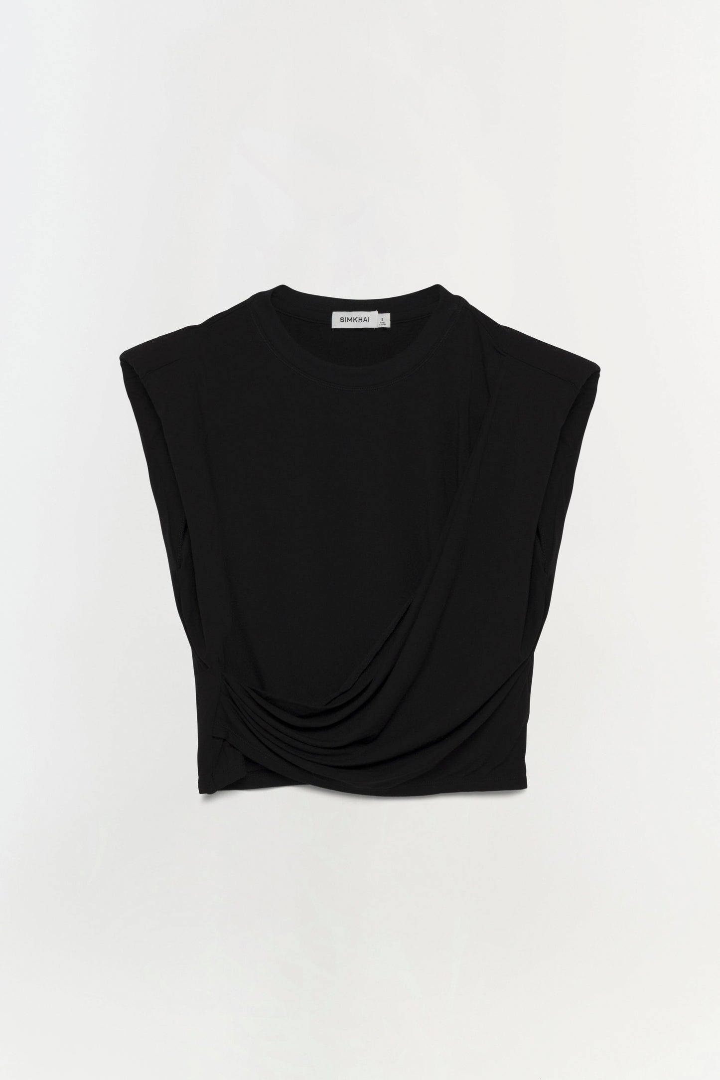 ESTELLE CLEAN STRETCH JERSEY WRAP FRONT CROP T SHIRT