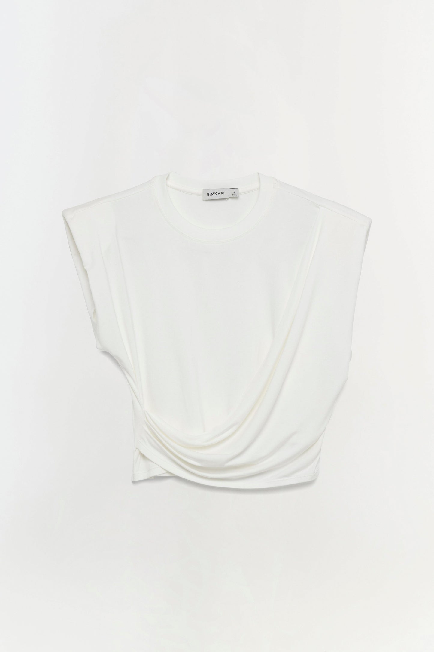 ESTELLE CLEAN STRETCH JERSEY WRAP FRONT CROP T SHIRT