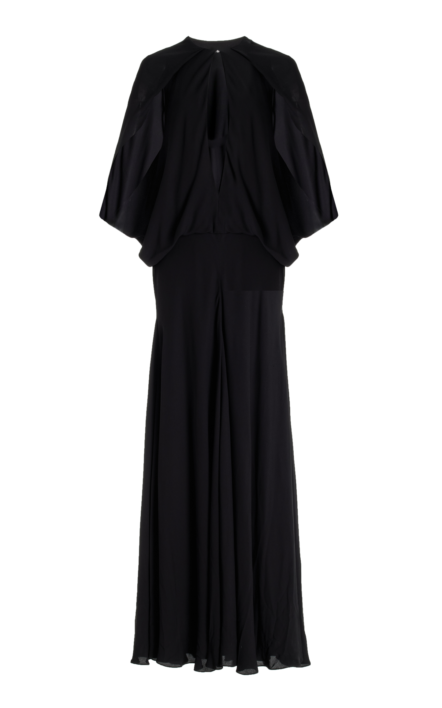 THE JILLIAN DEEP V CAPE DRESS W/ ELASTIC WAISTBAND
