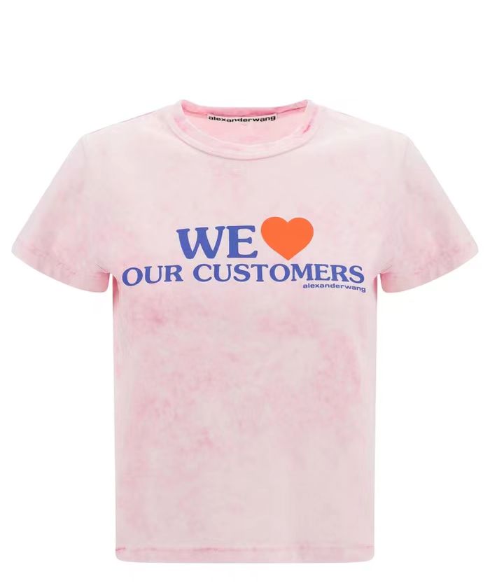 WE LOVE OUR CUSTOMERS SHRUNKEN TEE W/BLEACH WASH