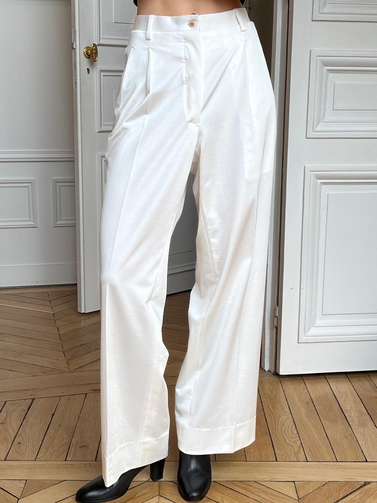 THE GIACINTA TROUSERS COTTON BLEND JERSEY BRIGHT WHITE