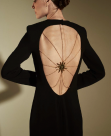 OPEN BACK SABLÉ LONG DRESS WITH SUN JEWEL