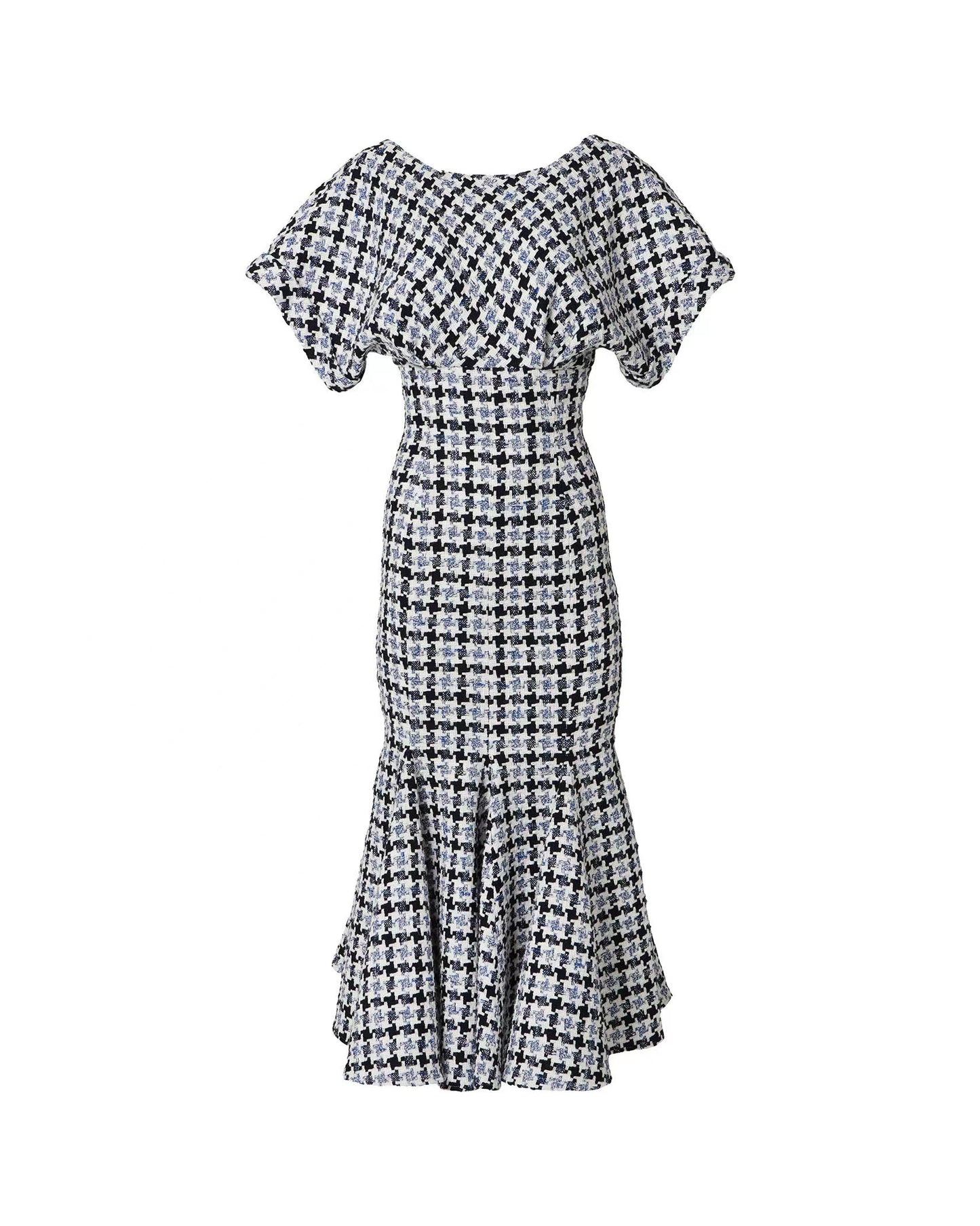 S/S FITTED MIDI DRESS W/ FLARE SKIRT HEM
