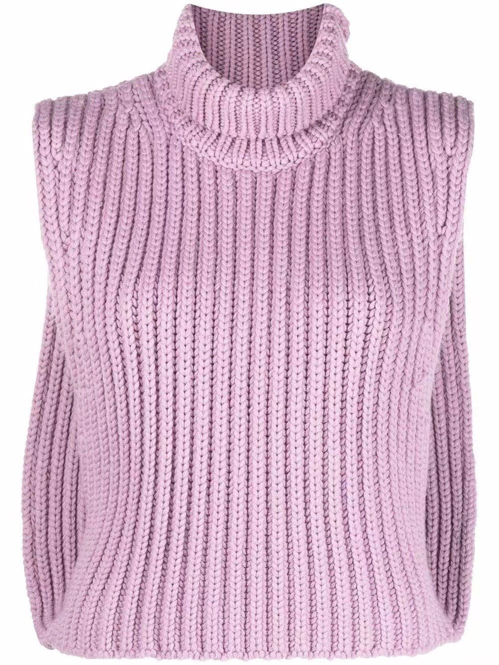 SLEEVELESS TURTLENECK WOOL SWEATER