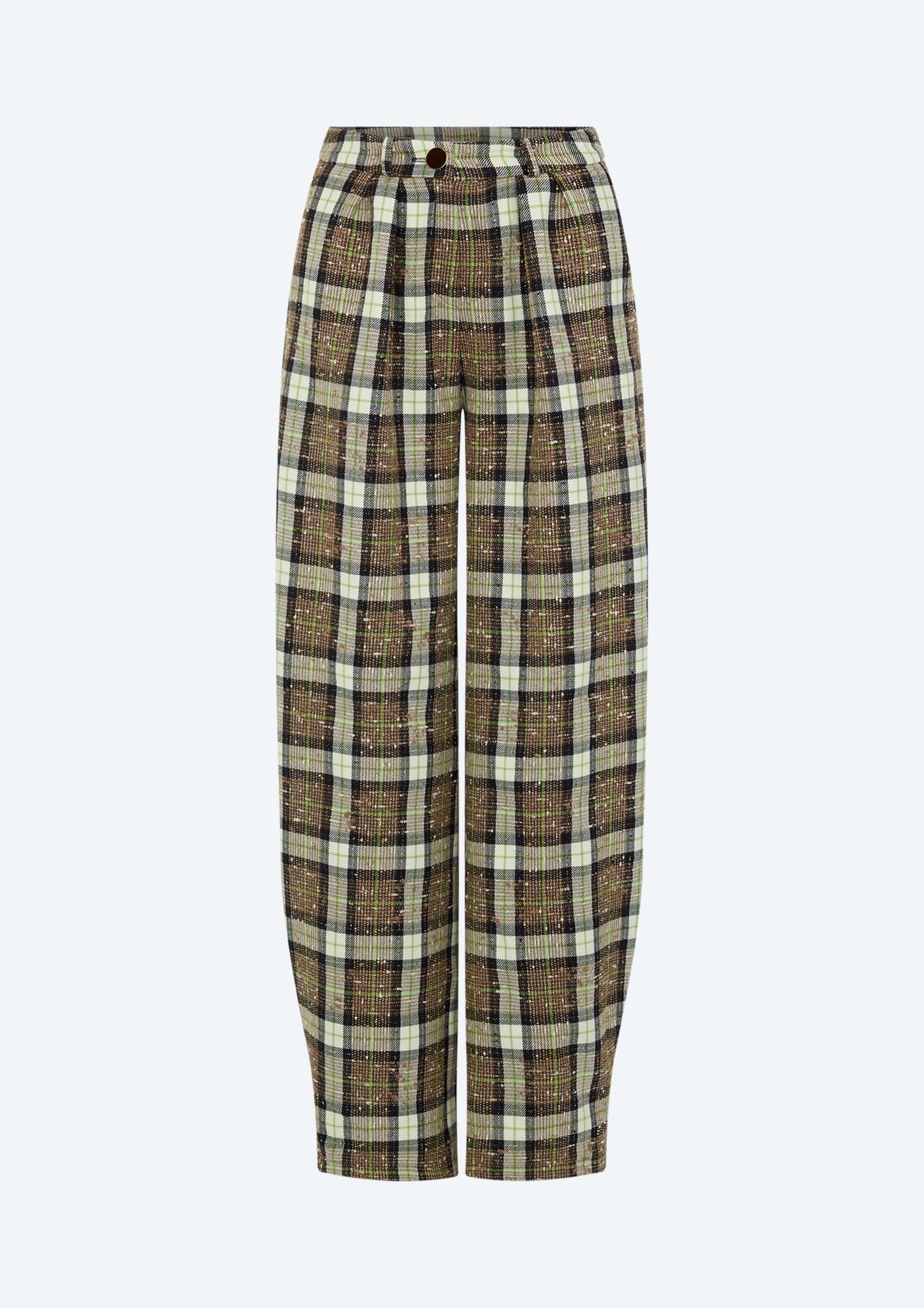 OVERSIZED LOW-WAISTED PANTS - CHECKED TWEED