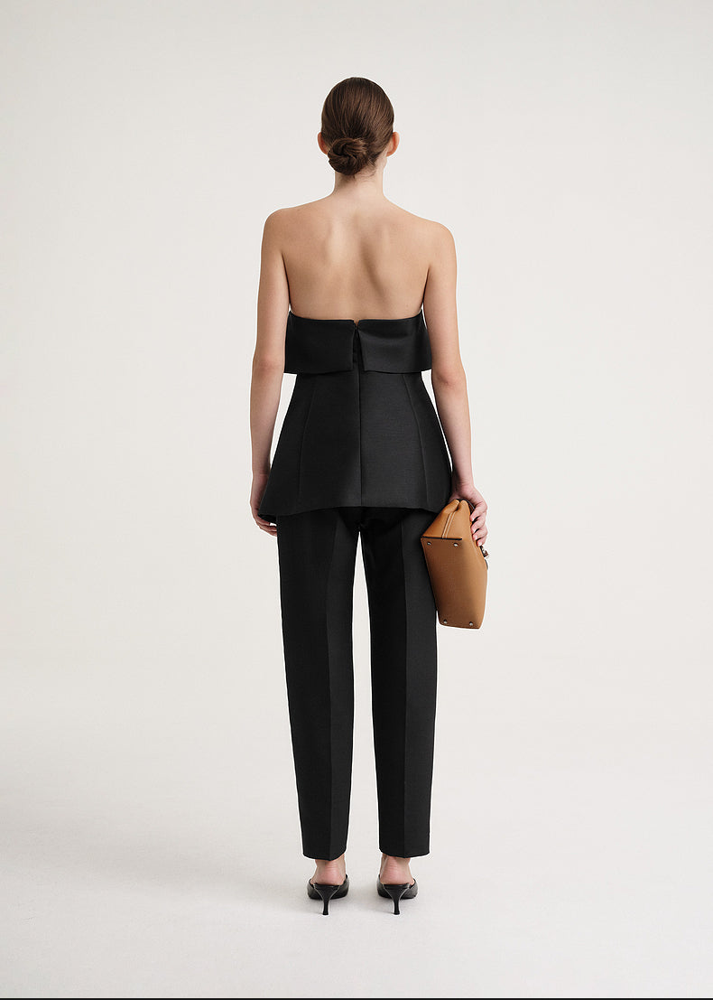 STRAPLESS WOOL COTTON TOP