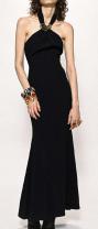 SLEEVELESS SABLÉ MAXI DRESS WITH HEART JEWEL