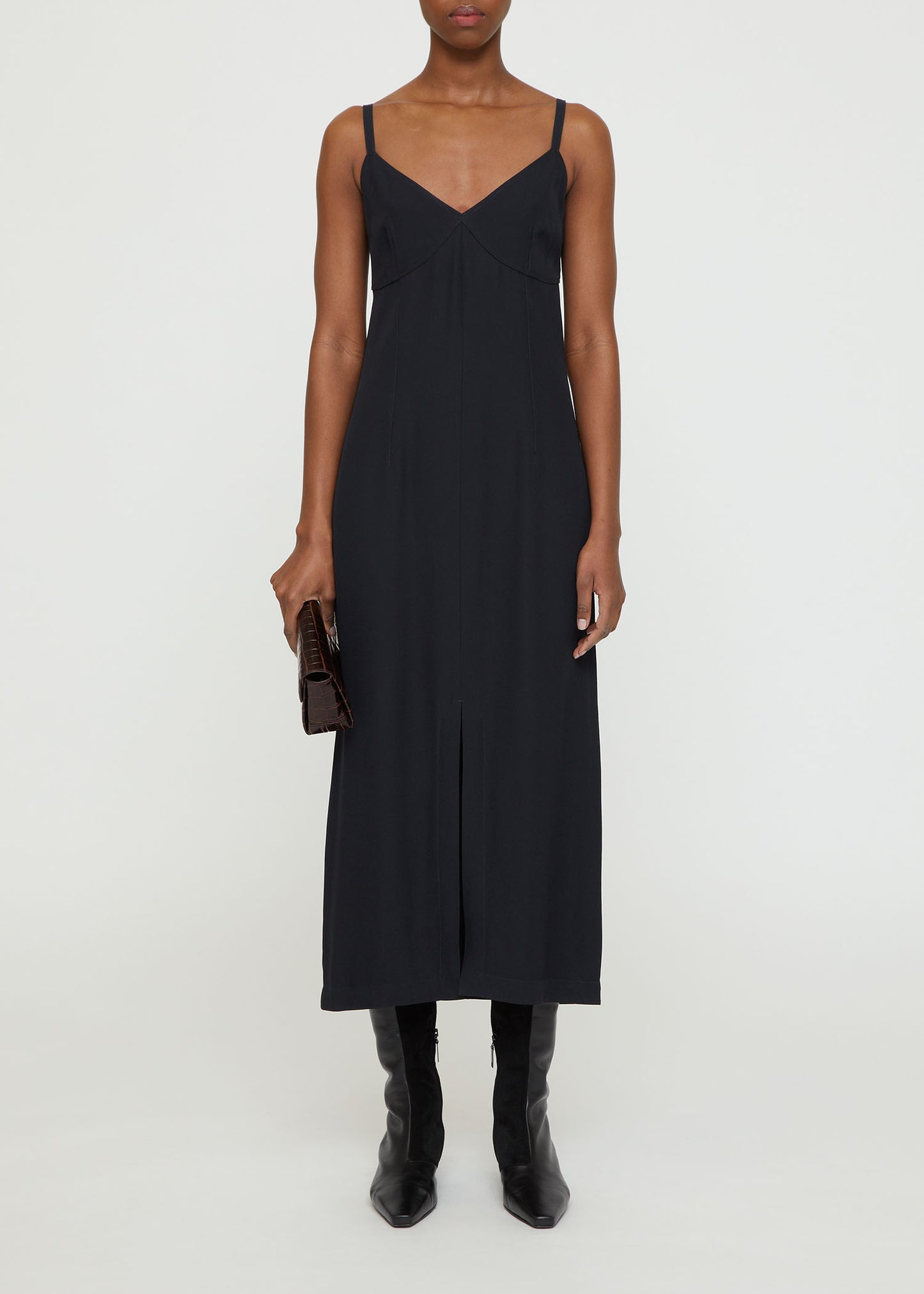 Front-Split Crepe Cami Dress