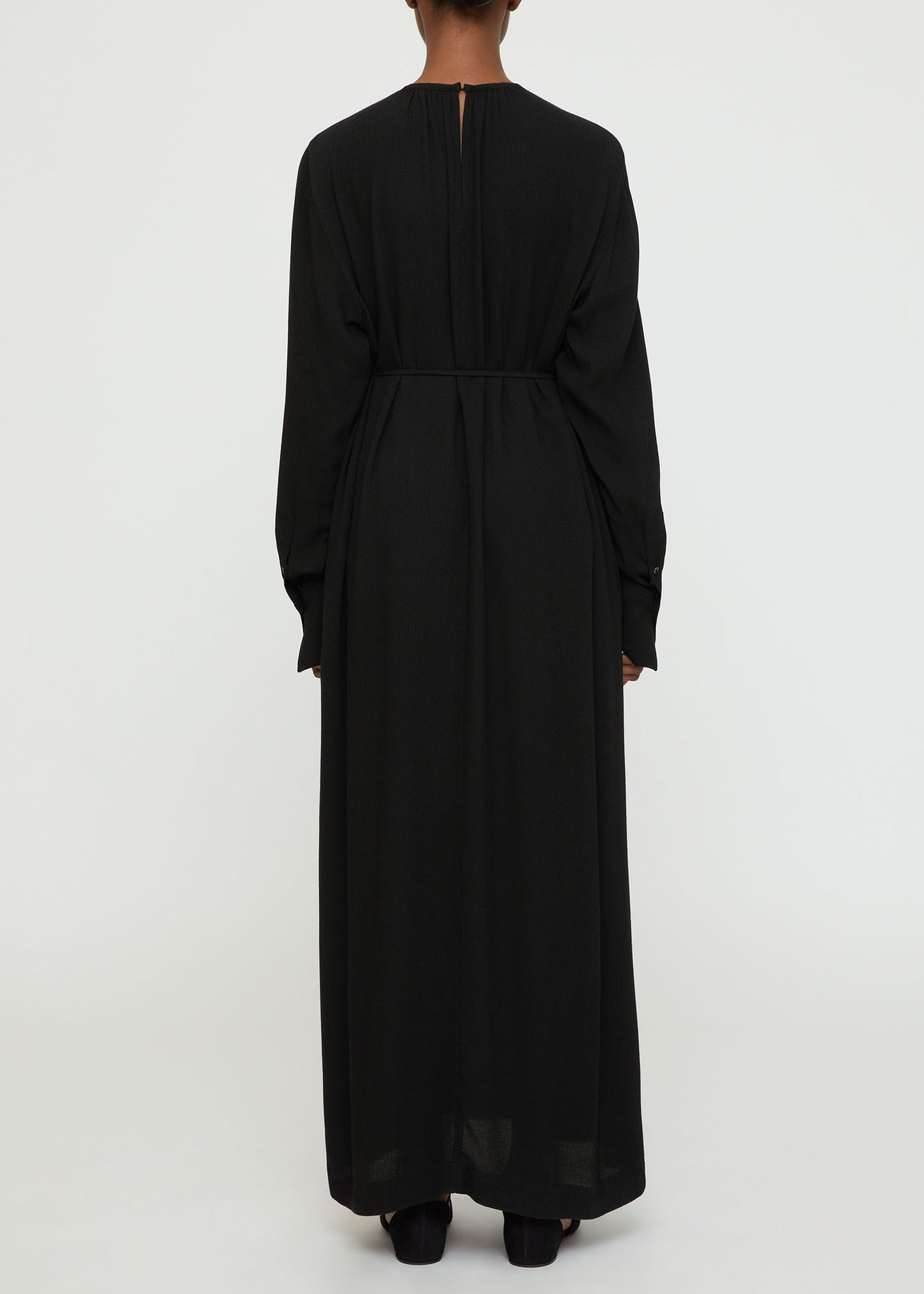 Gathered-Neck Crepe Dress