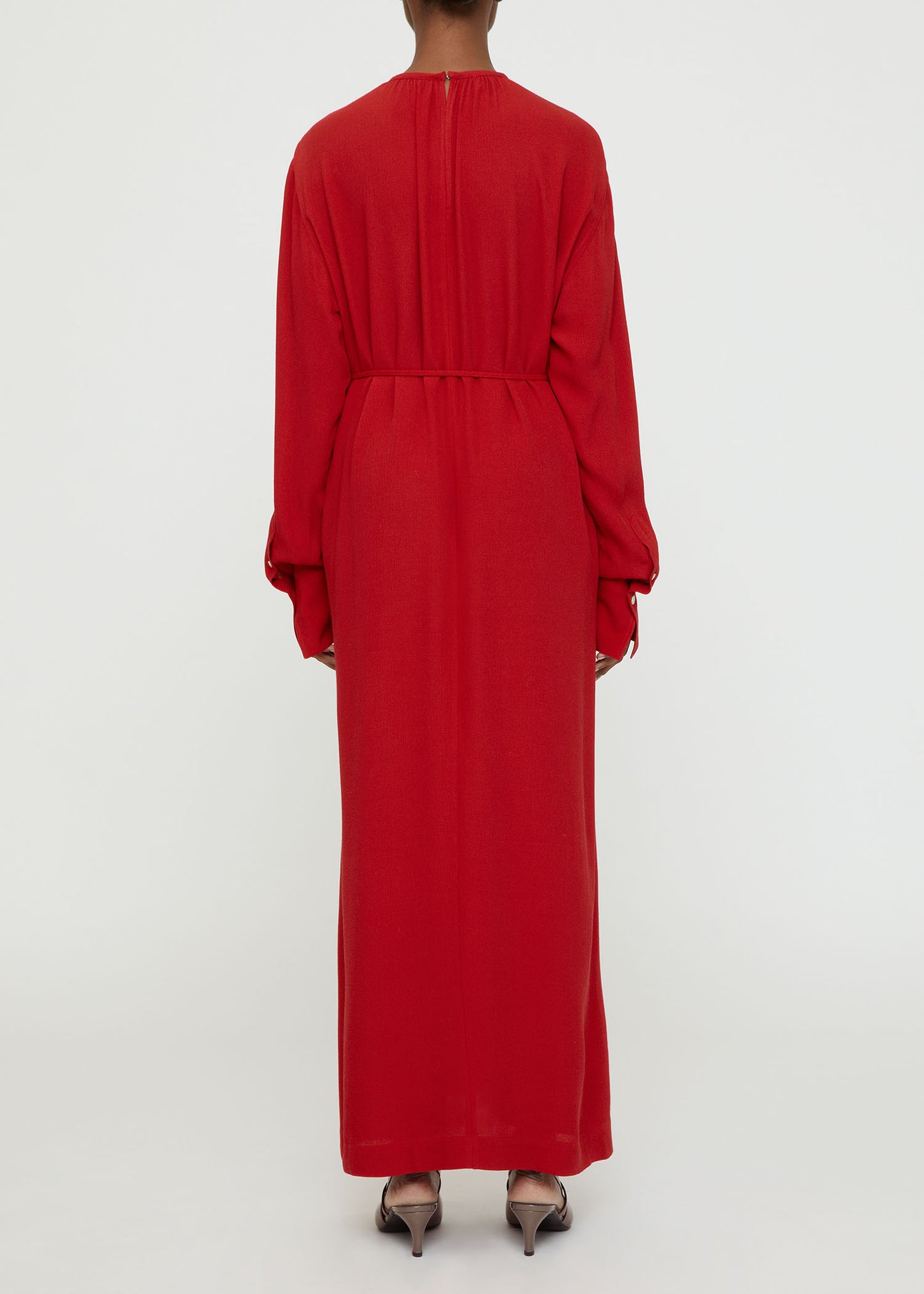 Gathered-Neck Crepe Dress