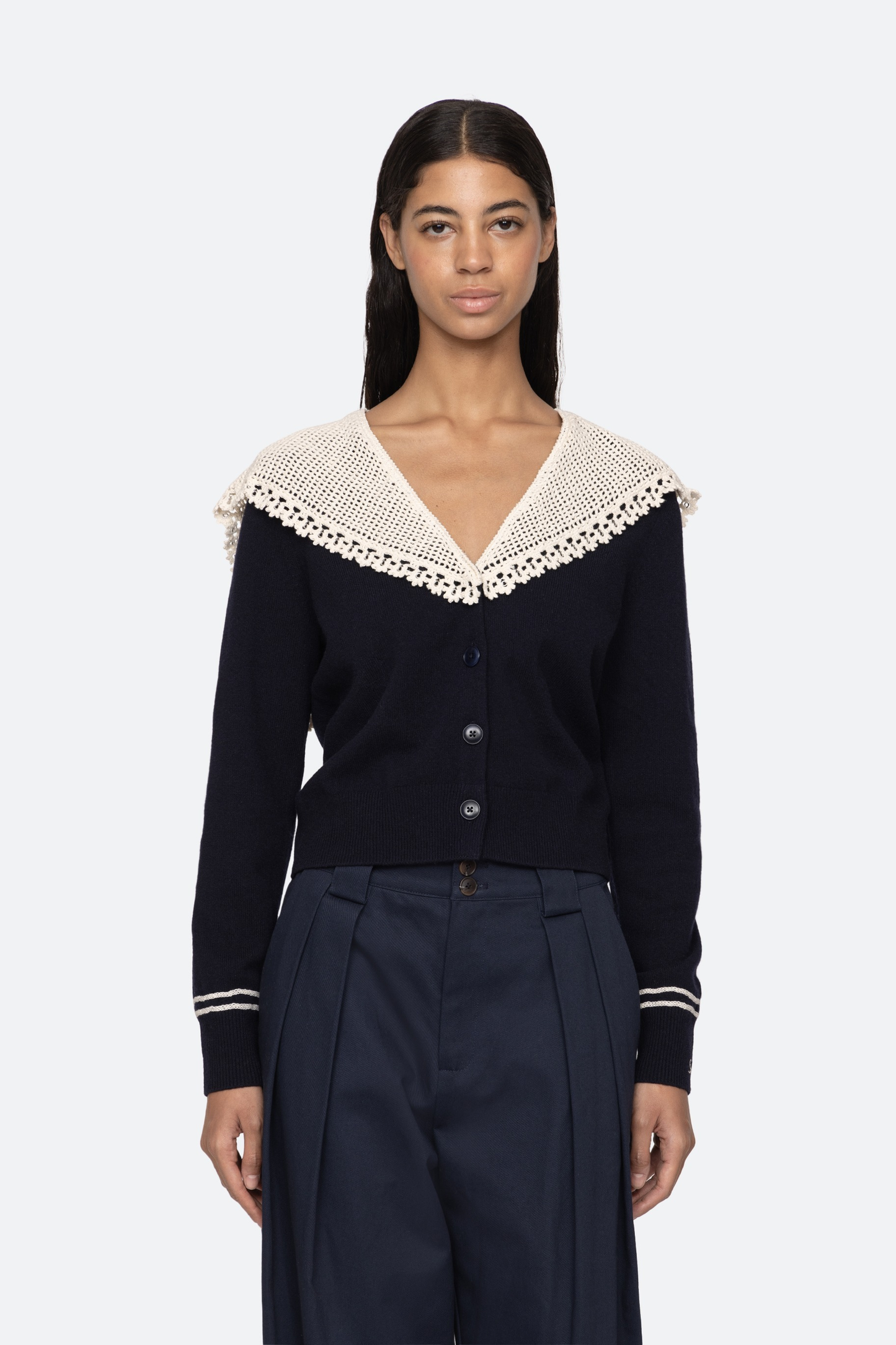MARIE KNIT EMBROIDERY L/SLV CARDIGAN (D2)