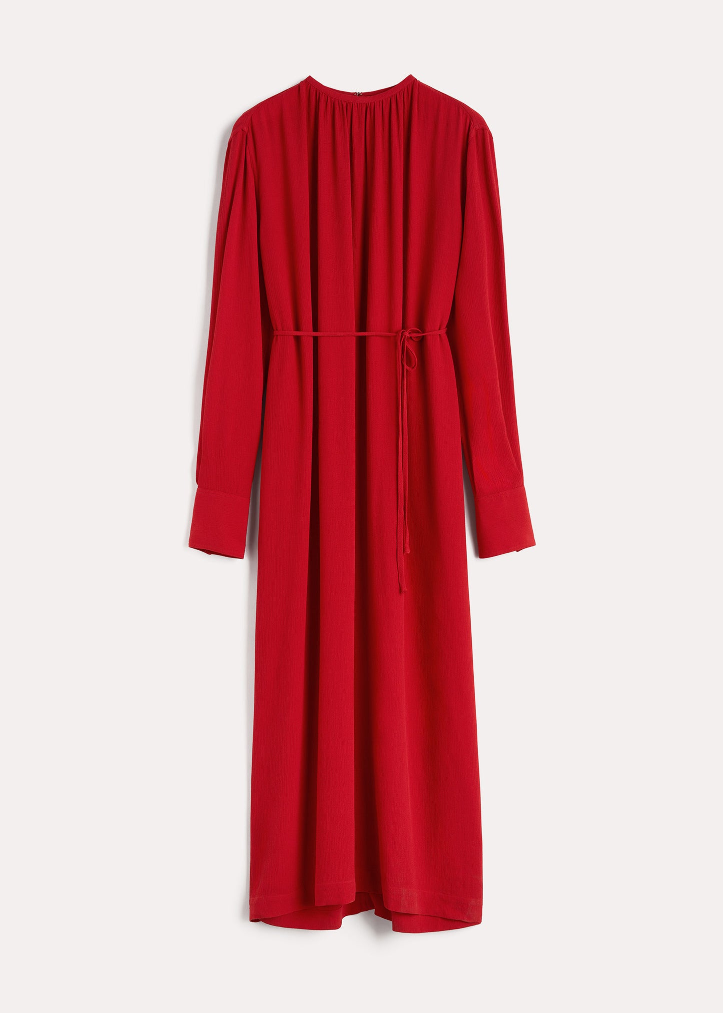 Gathered-Neck Crepe Dress