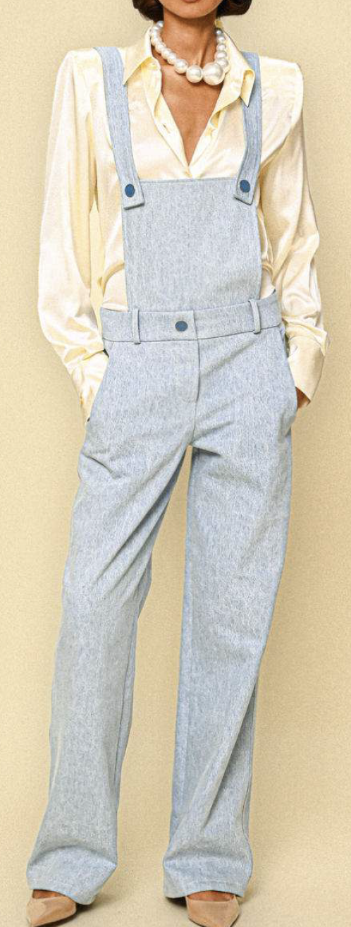 Low-waisted Denim Overalls