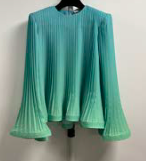 PLEATED RECYCLED PRINTED GEORGETTE BLOUSE